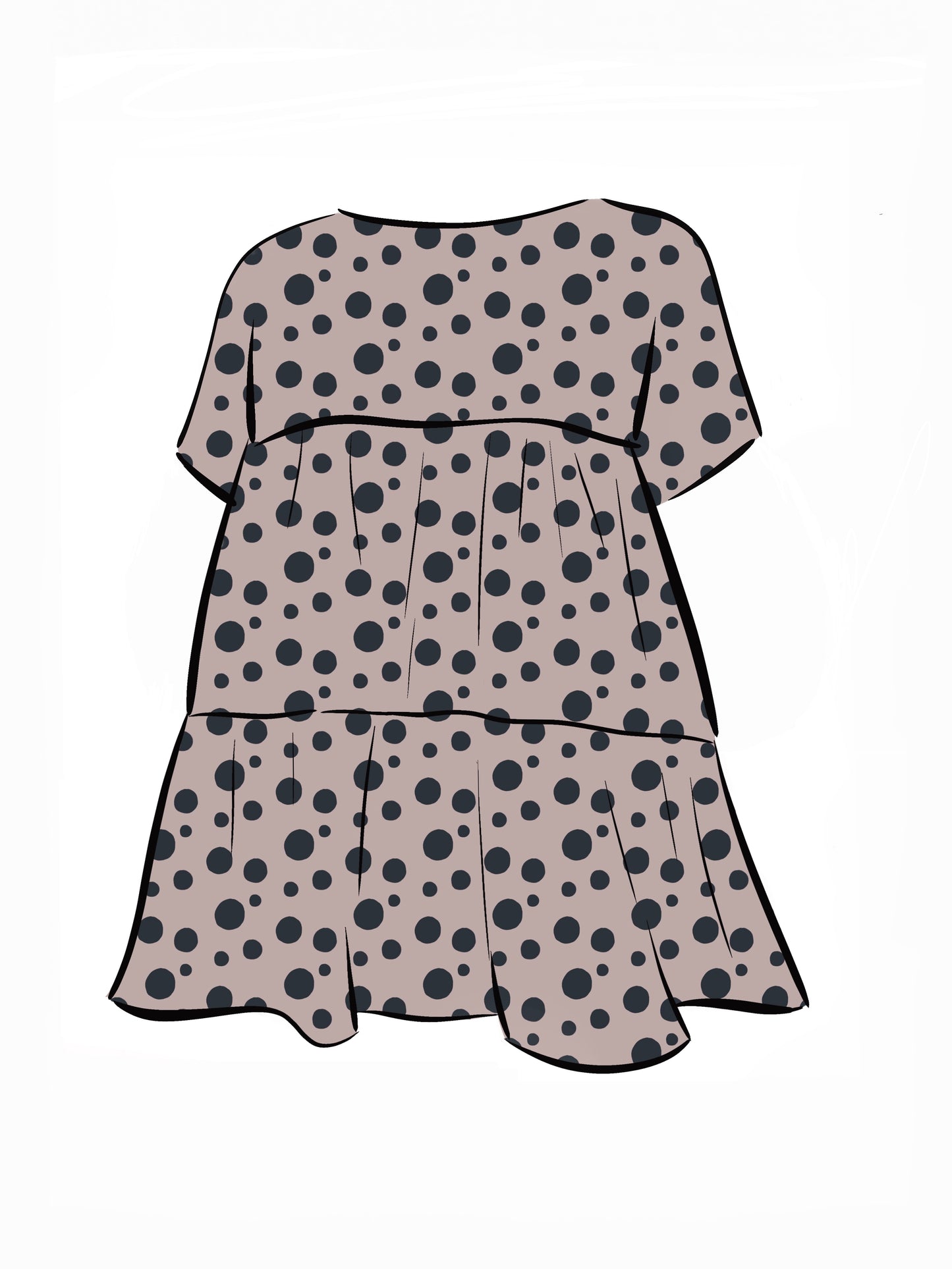 052 DESIGN YOUR OWN Organic Cotton Blush Pink/ Dark Blue Polka Dot Dress