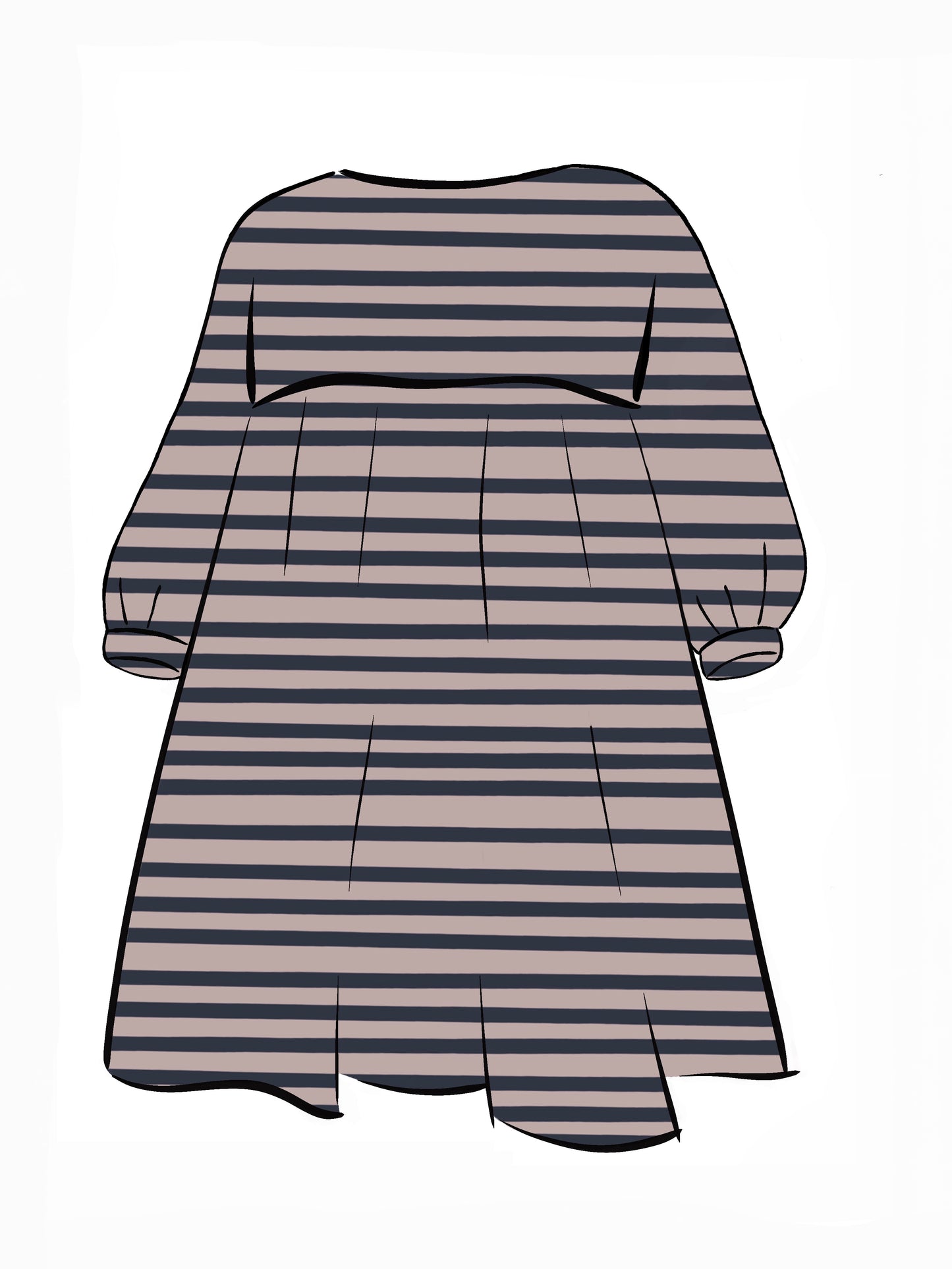 051 DESIGN YOUR OWN Organic Cotton Blush Pink/ Dark Blue Striped Dress