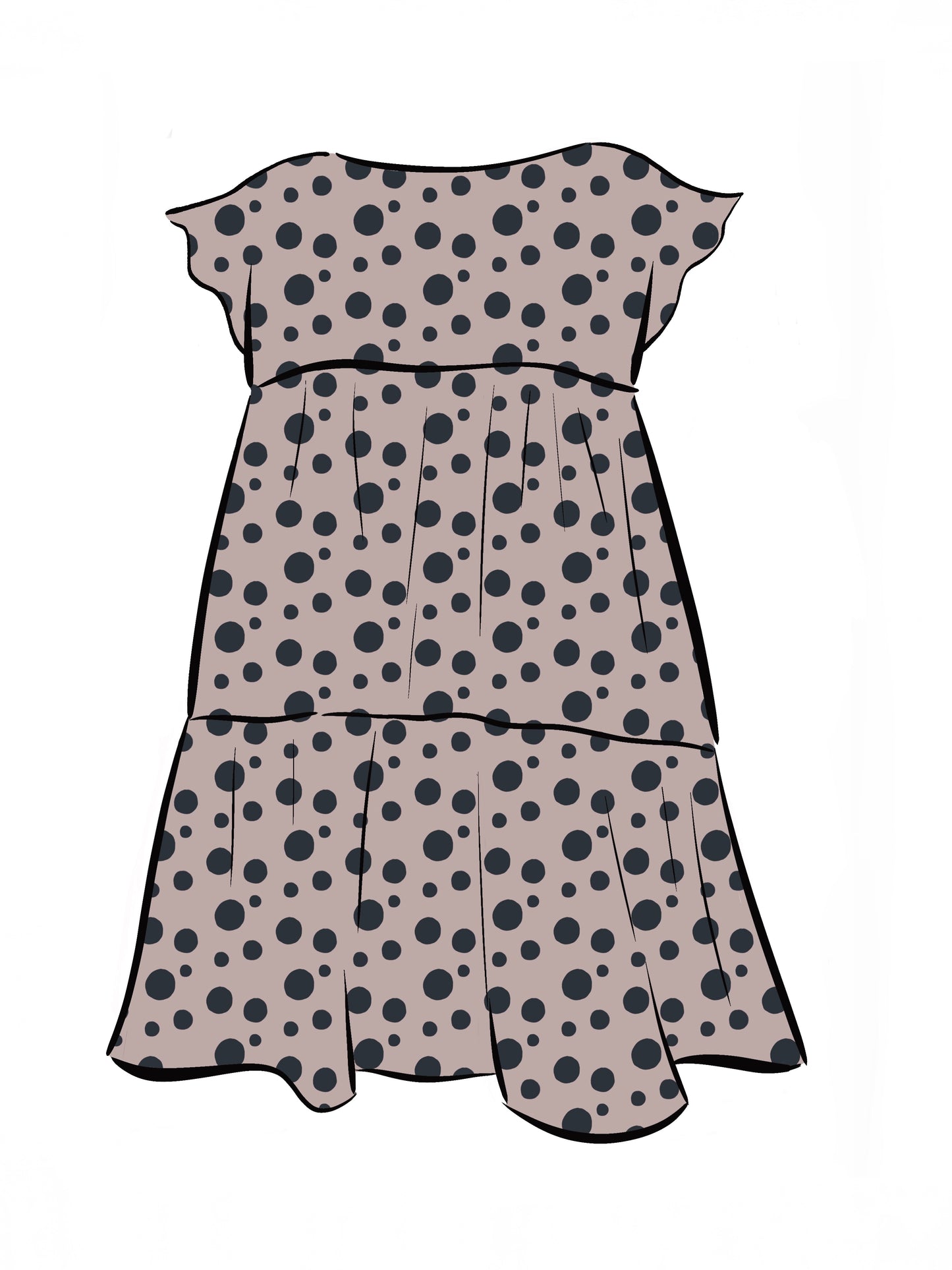 052 DESIGN YOUR OWN Organic Cotton Blush Pink/ Dark Blue Polka Dot Dress