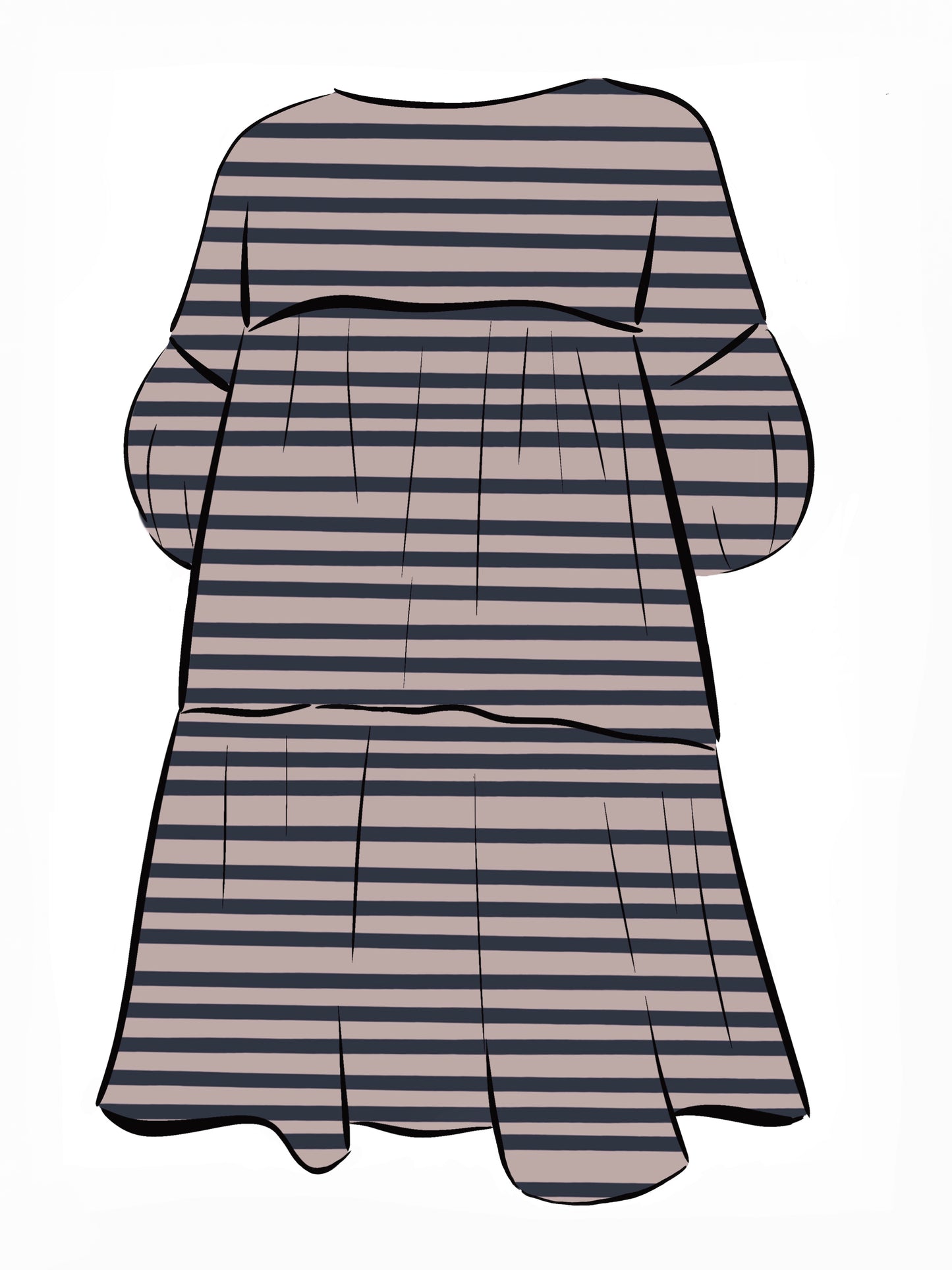 051 DESIGN YOUR OWN Organic Cotton Blush Pink/ Dark Blue Striped Dress