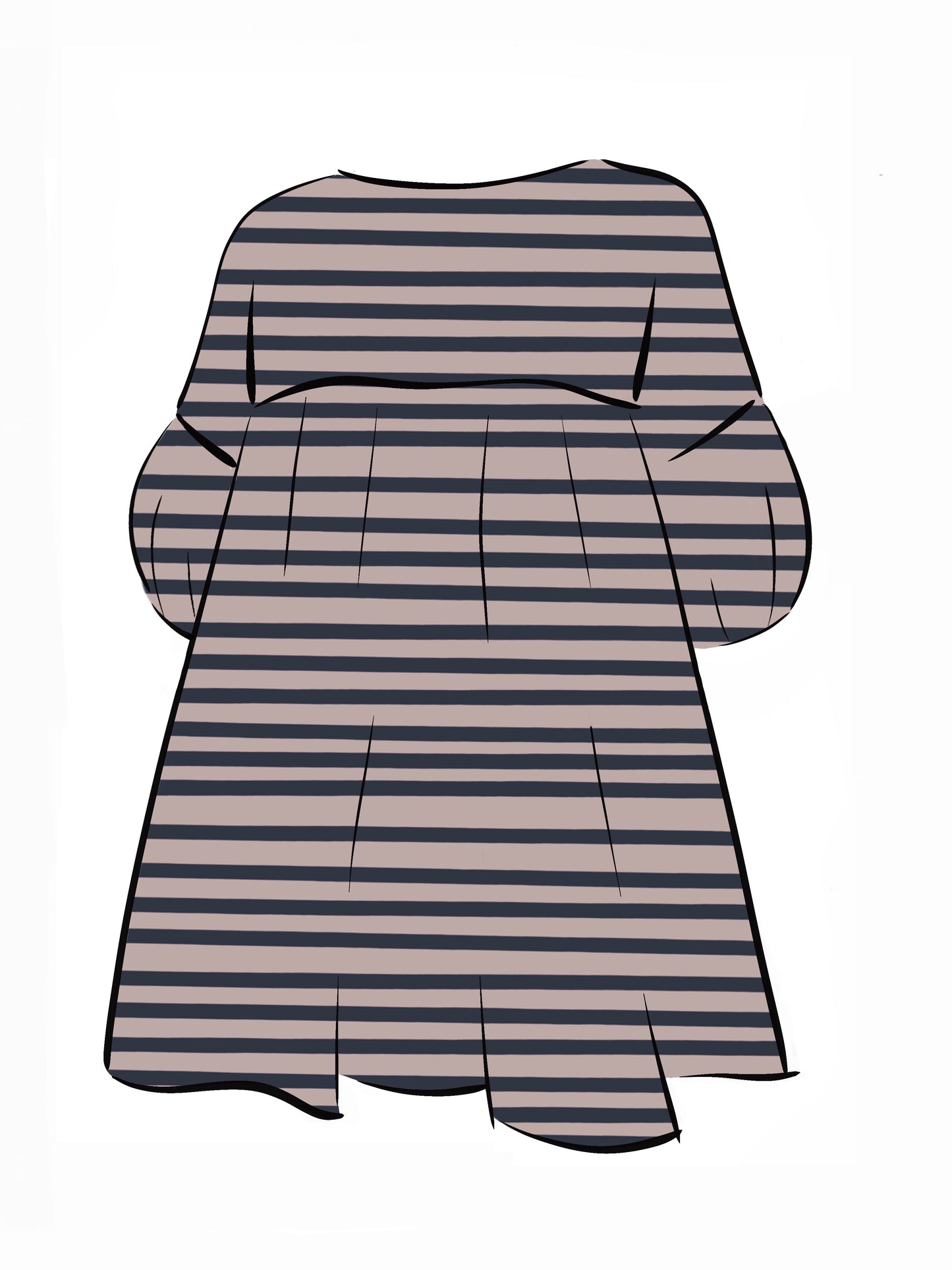 051 DESIGN YOUR OWN Organic Cotton Blush Pink/ Dark Blue Striped Dress