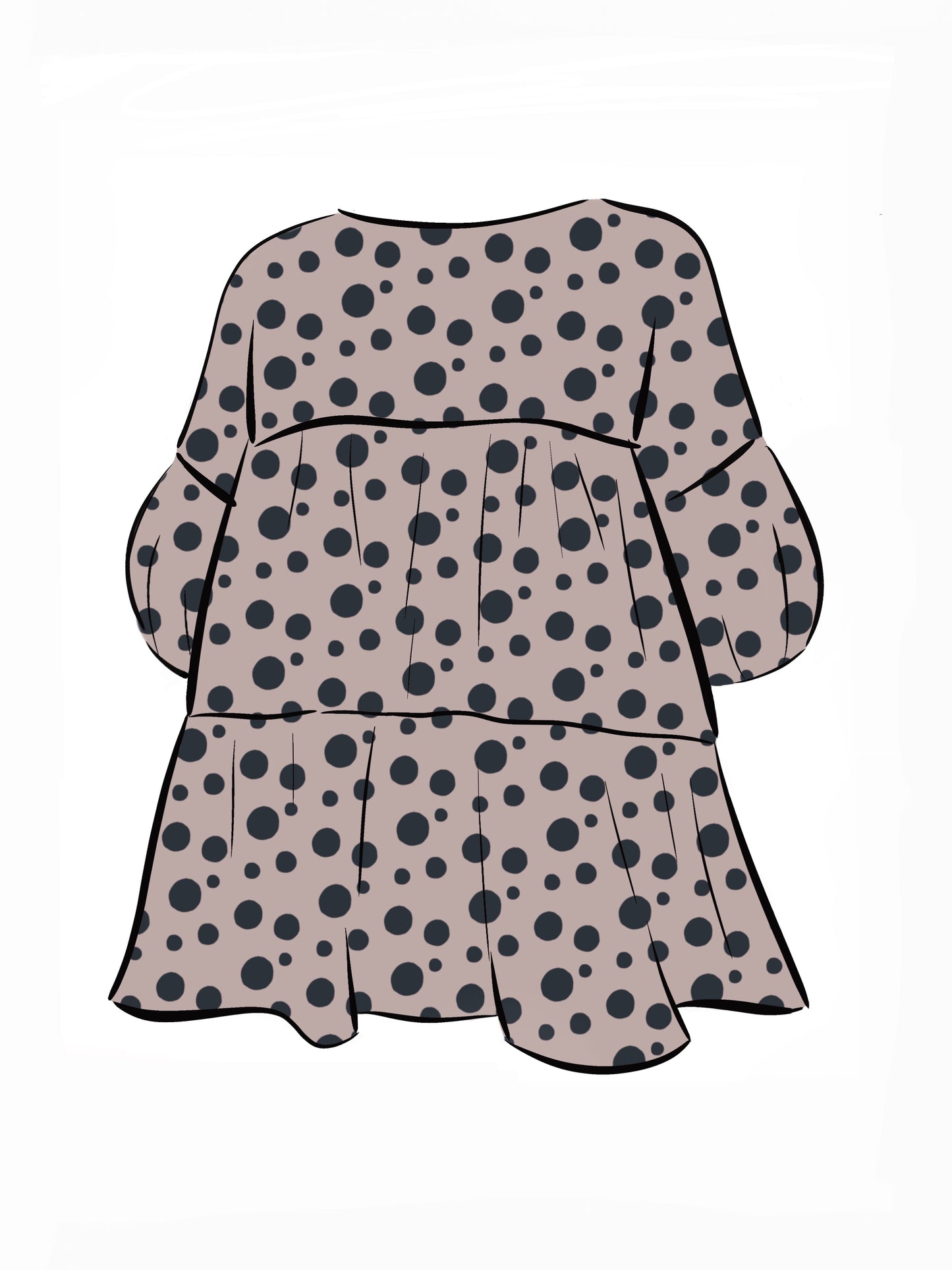 052 DESIGN YOUR OWN Organic Cotton Blush Pink/ Dark Blue Polka Dot Dress