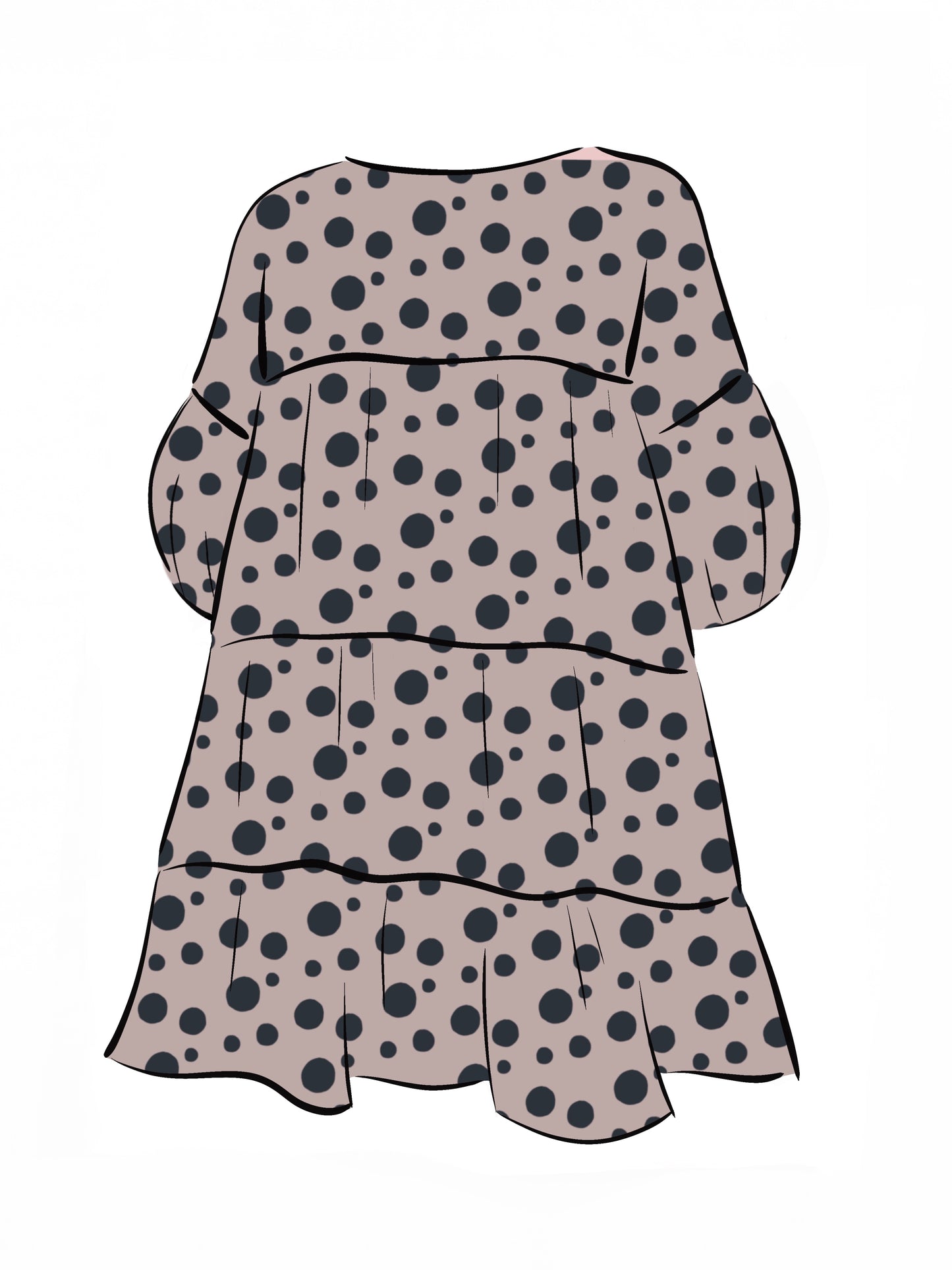 052 DESIGN YOUR OWN Organic Cotton Blush Pink/ Dark Blue Polka Dot Dress