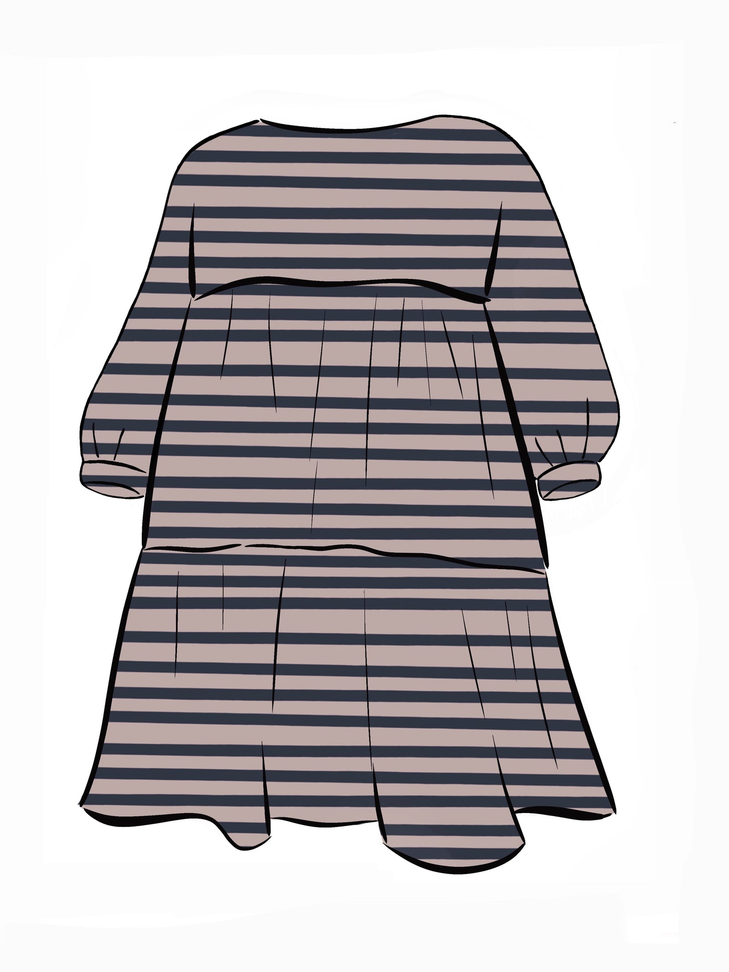 051 DESIGN YOUR OWN Organic Cotton Blush Pink/ Dark Blue Striped Dress