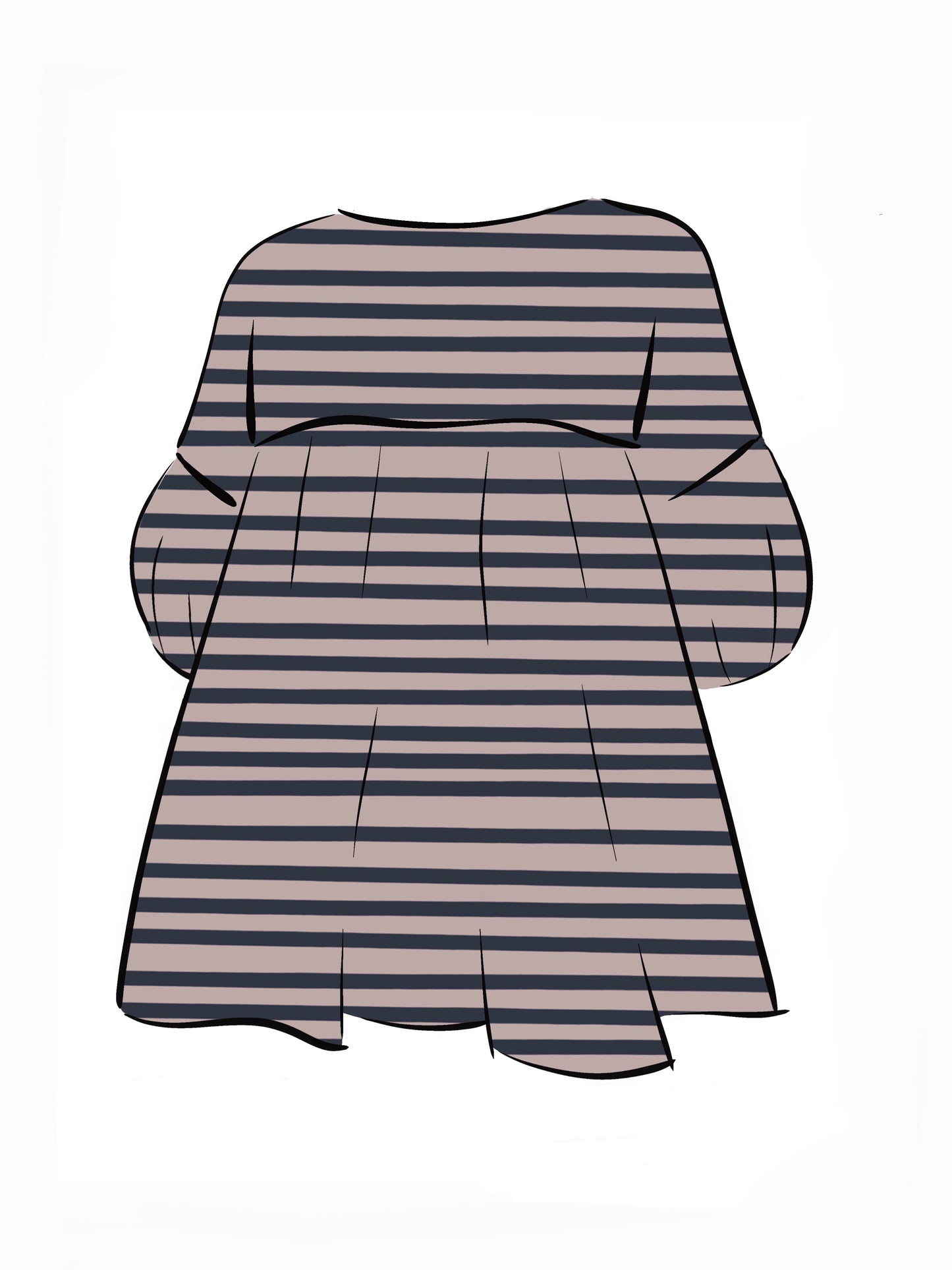 051 DESIGN YOUR OWN Organic Cotton Blush Pink/ Dark Blue Striped Dress