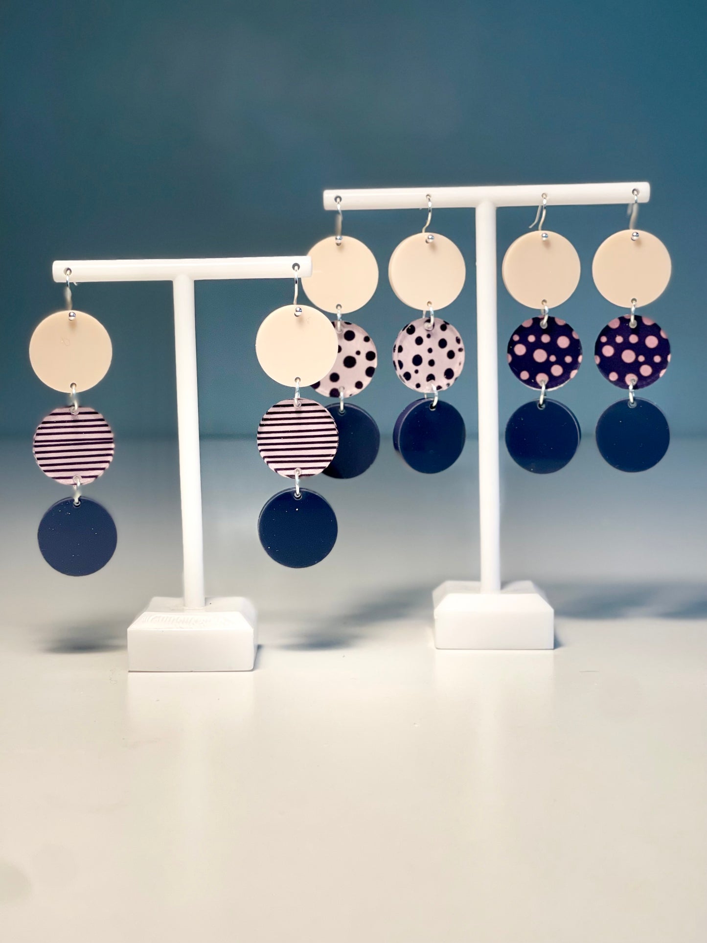 047 Dark Pink Spots and Stripes Earrings
