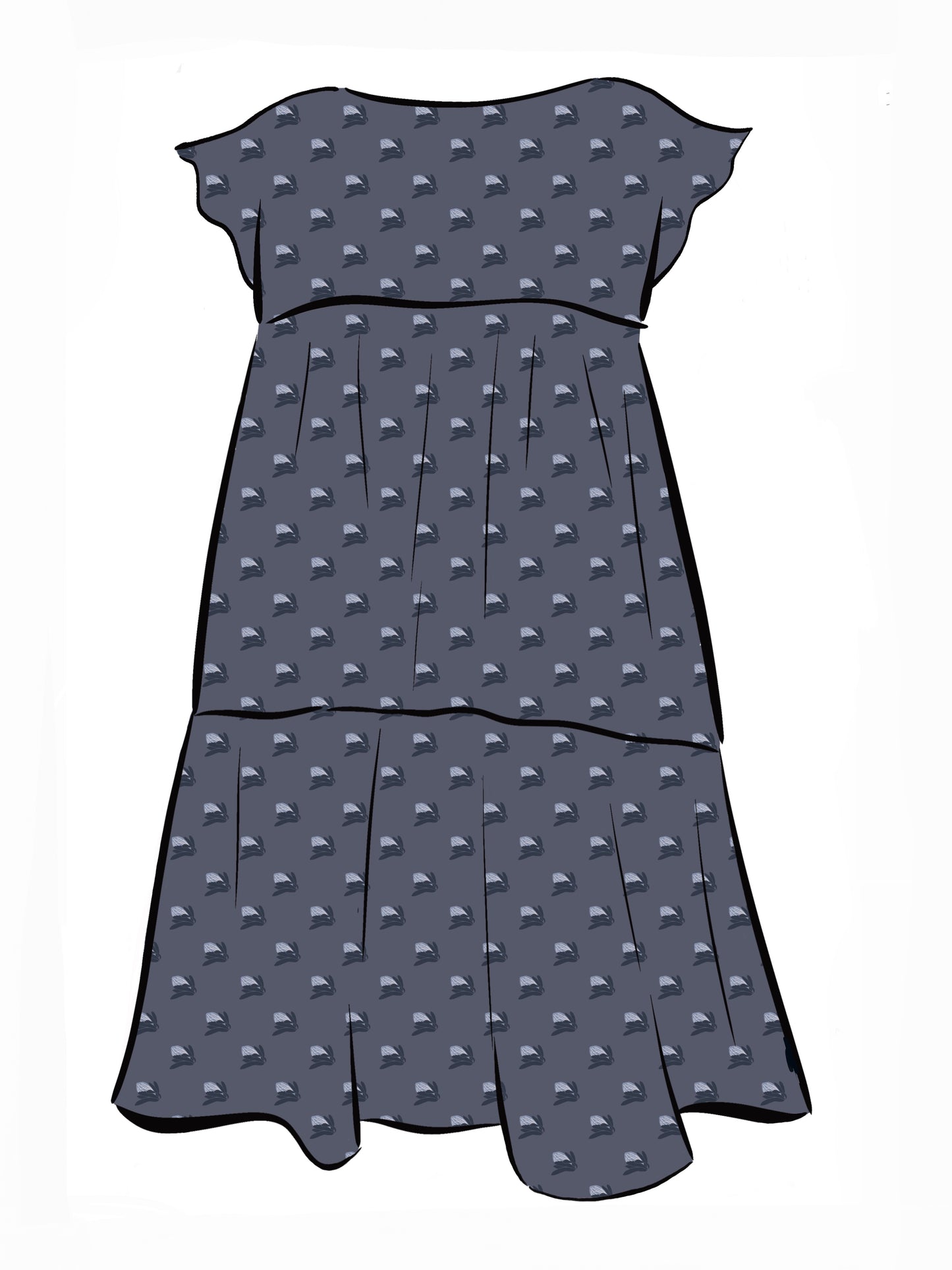 008 DESIGN YOUR OWN Organic Cotton “Protea” Dress Navy Blue