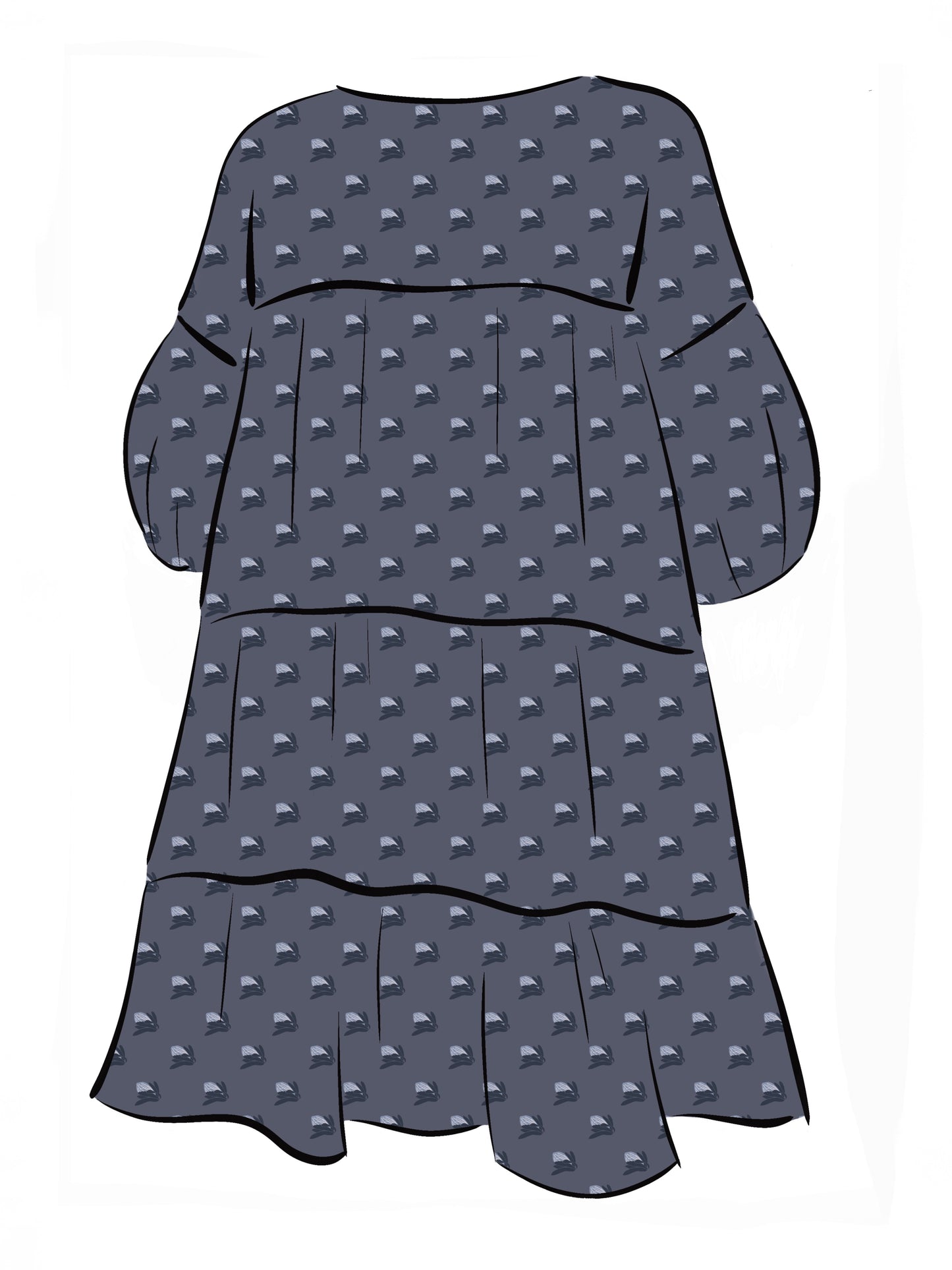 008 DESIGN YOUR OWN Organic Cotton “Protea” Dress Navy Blue