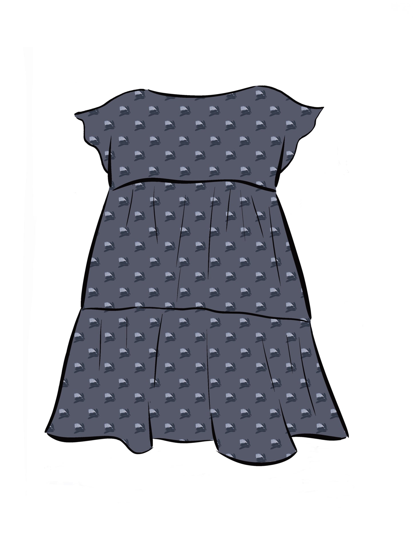 008 DESIGN YOUR OWN Organic Cotton “Protea” Dress Navy Blue