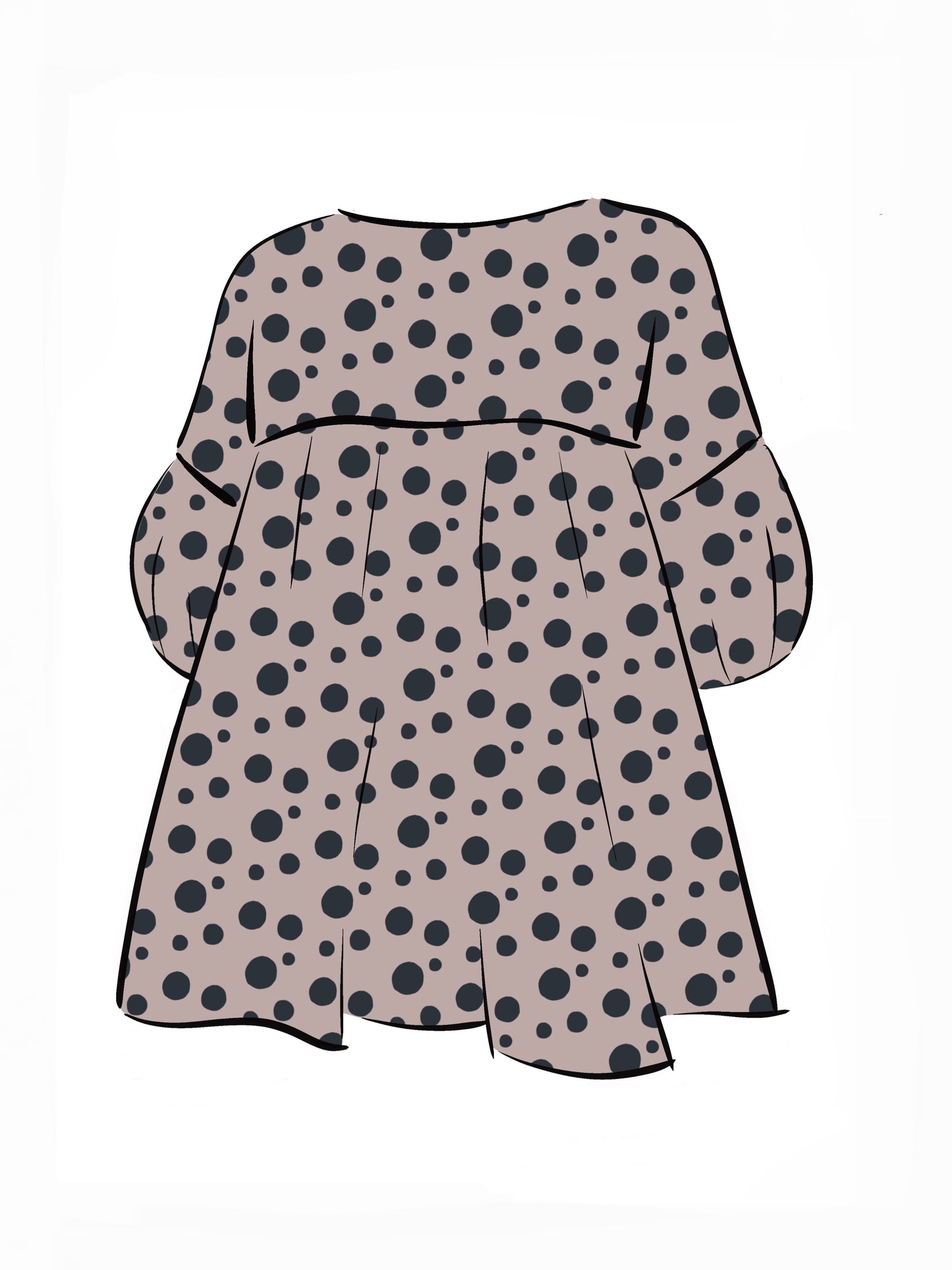 052 DESIGN YOUR OWN Organic Cotton Blush Pink/ Dark Blue Polka Dot Dress