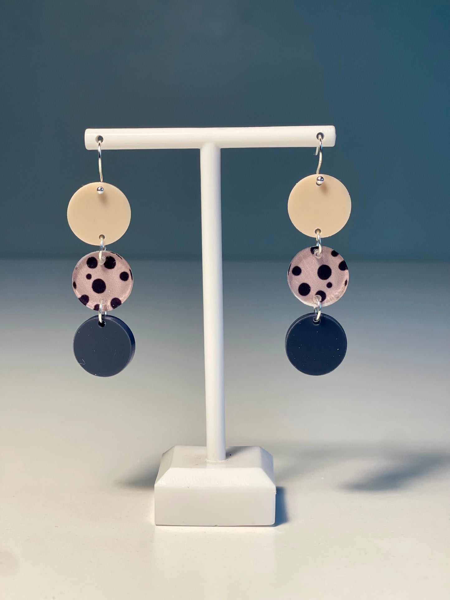 047 Dark Pink Spots and Stripes Earrings