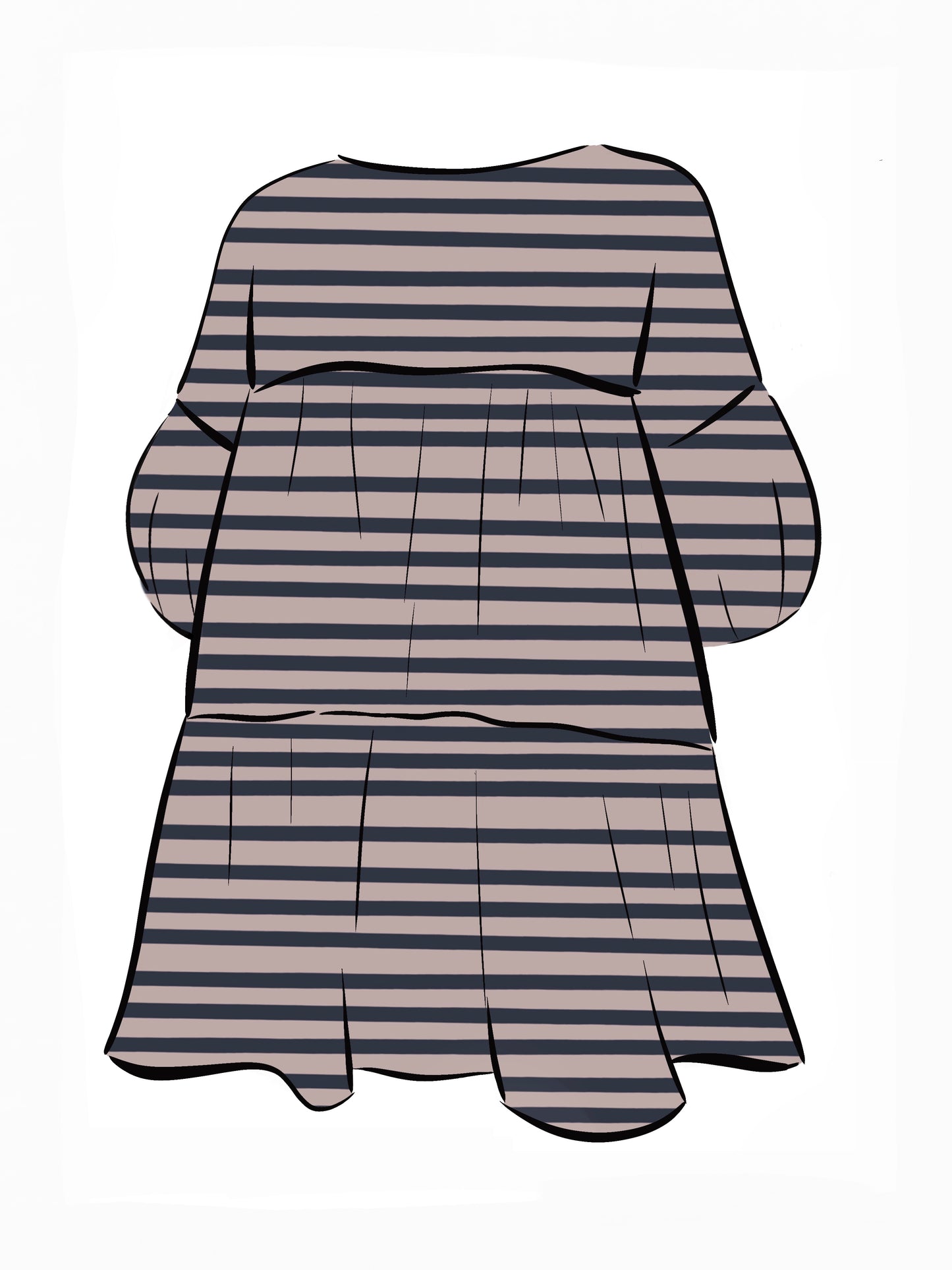 051 DESIGN YOUR OWN Organic Cotton Blush Pink/ Dark Blue Striped Dress