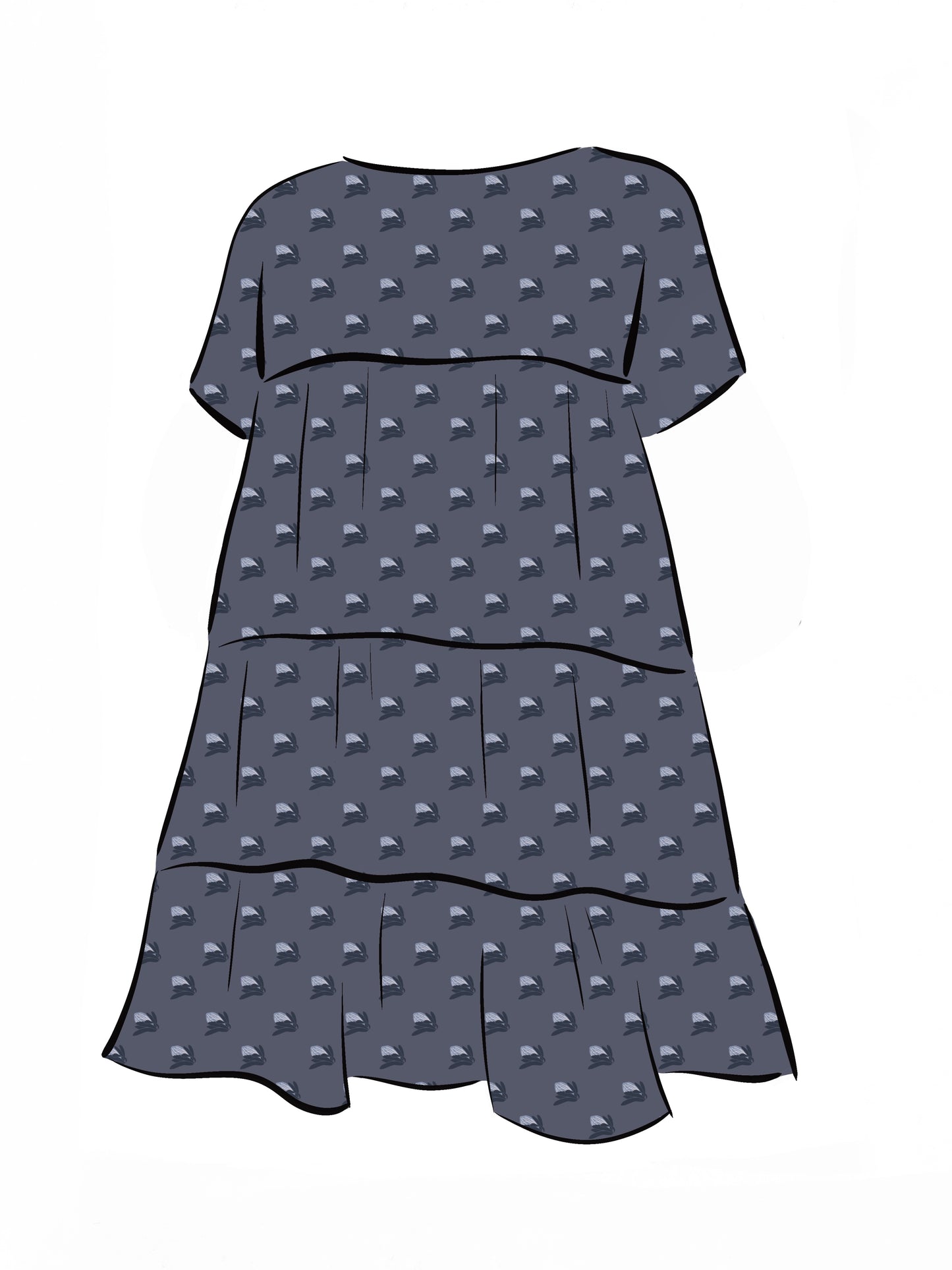 008 DESIGN YOUR OWN Organic Cotton “Protea” Dress Navy Blue