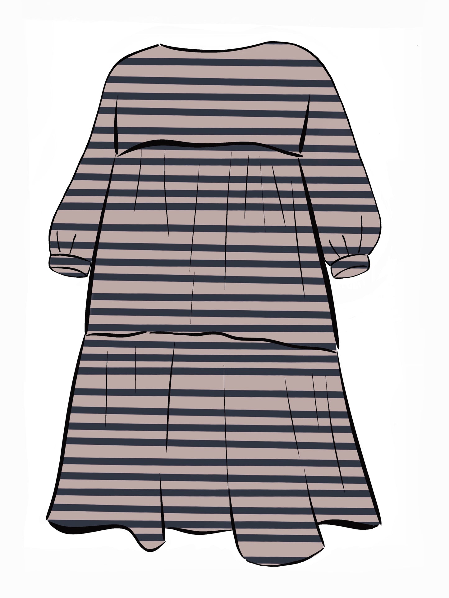 051 DESIGN YOUR OWN Organic Cotton Blush Pink/ Dark Blue Striped Dress