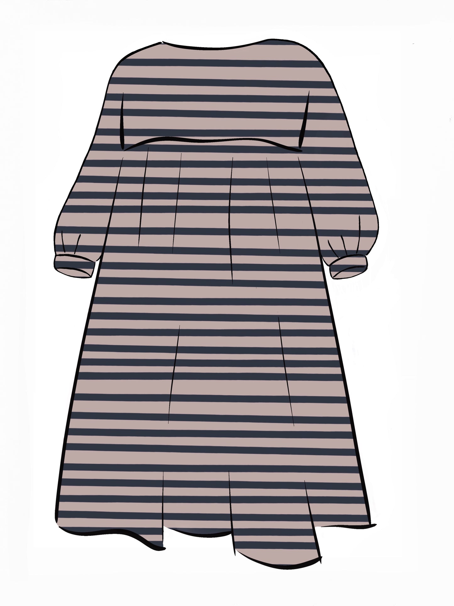 051 DESIGN YOUR OWN Organic Cotton Blush Pink/ Dark Blue Striped Dress