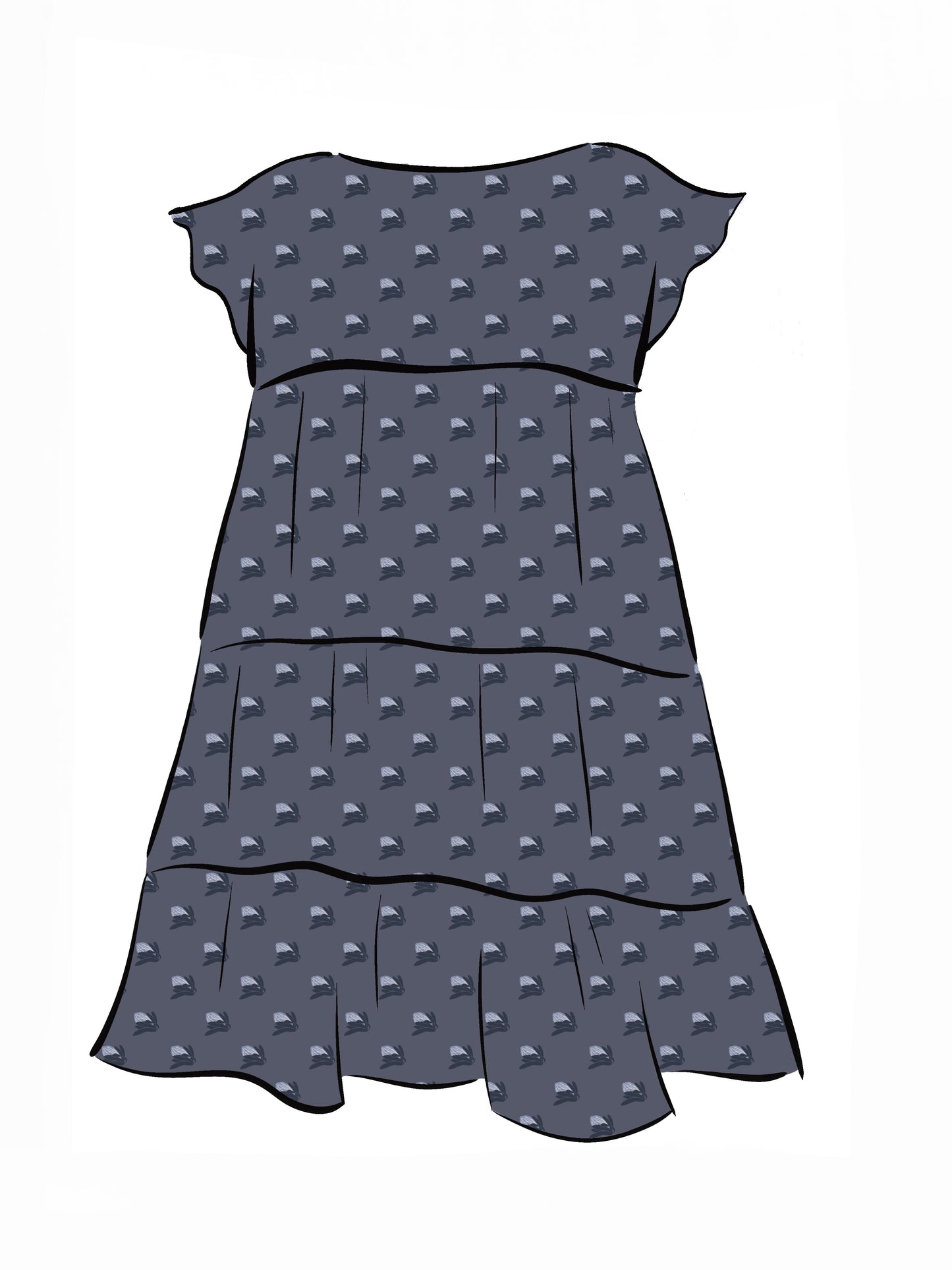008 DESIGN YOUR OWN Organic Cotton “Protea” Dress Navy Blue
