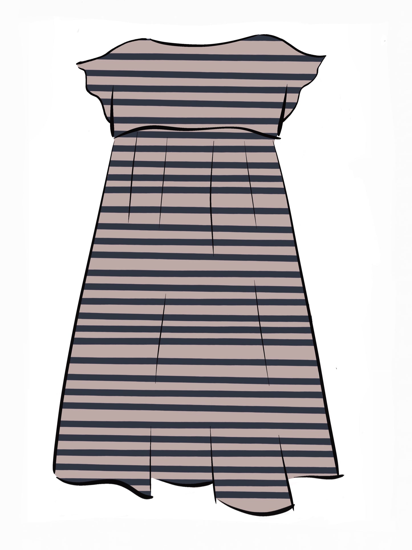 051 DESIGN YOUR OWN Organic Cotton Blush Pink/ Dark Blue Striped Dress