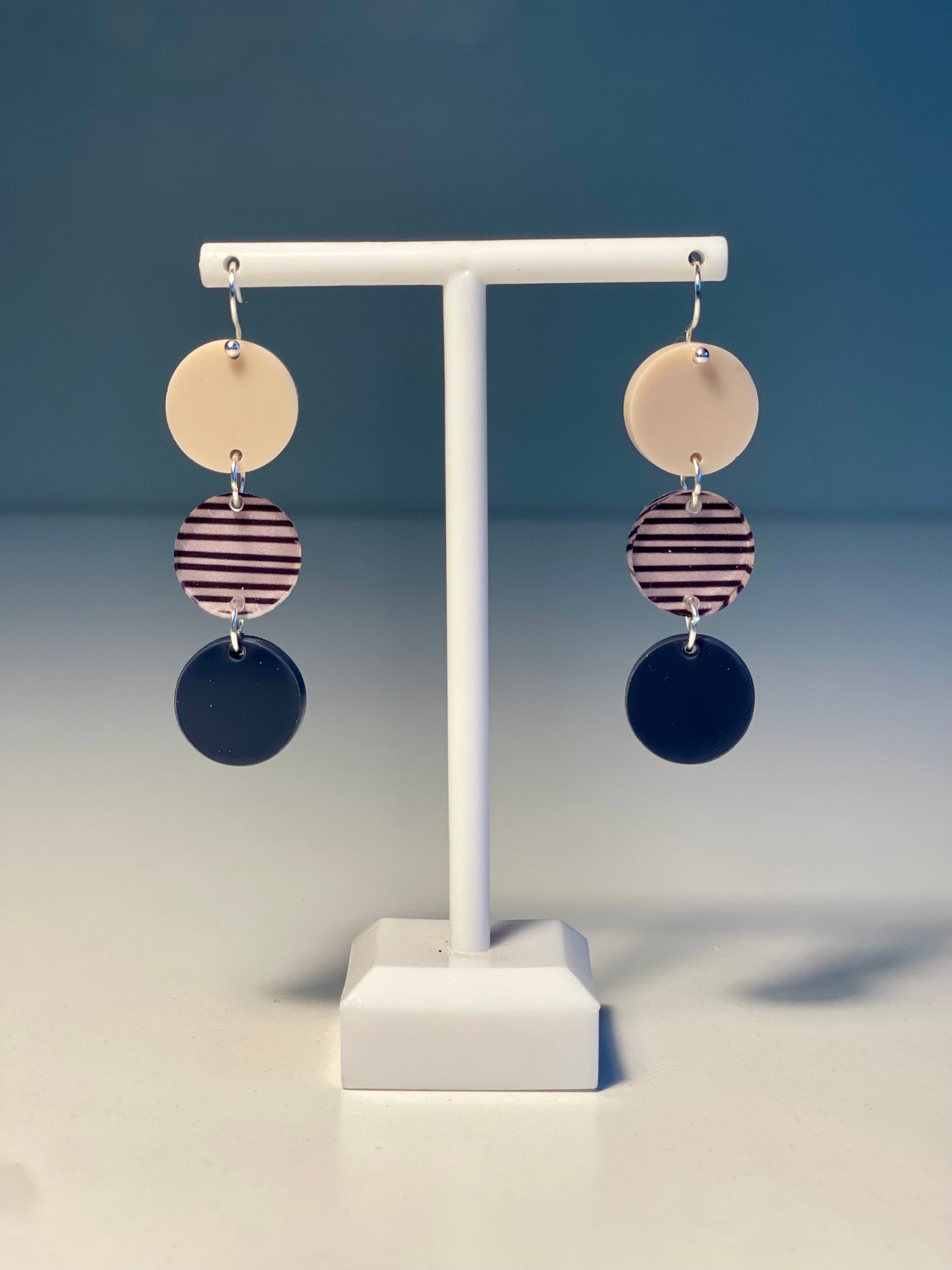 047 Dark Pink Spots and Stripes Earrings