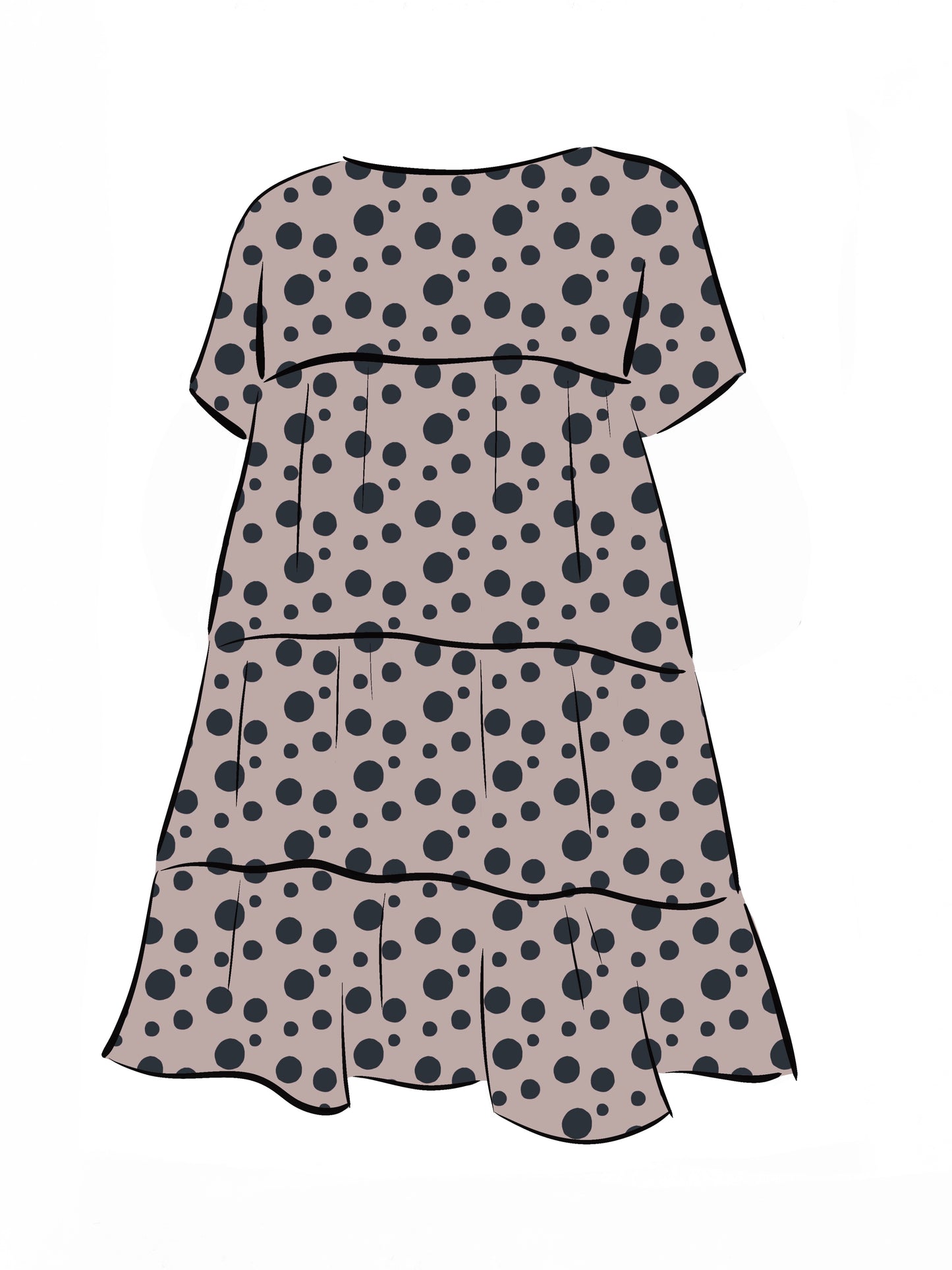 052 DESIGN YOUR OWN Organic Cotton Blush Pink/ Dark Blue Polka Dot Dress
