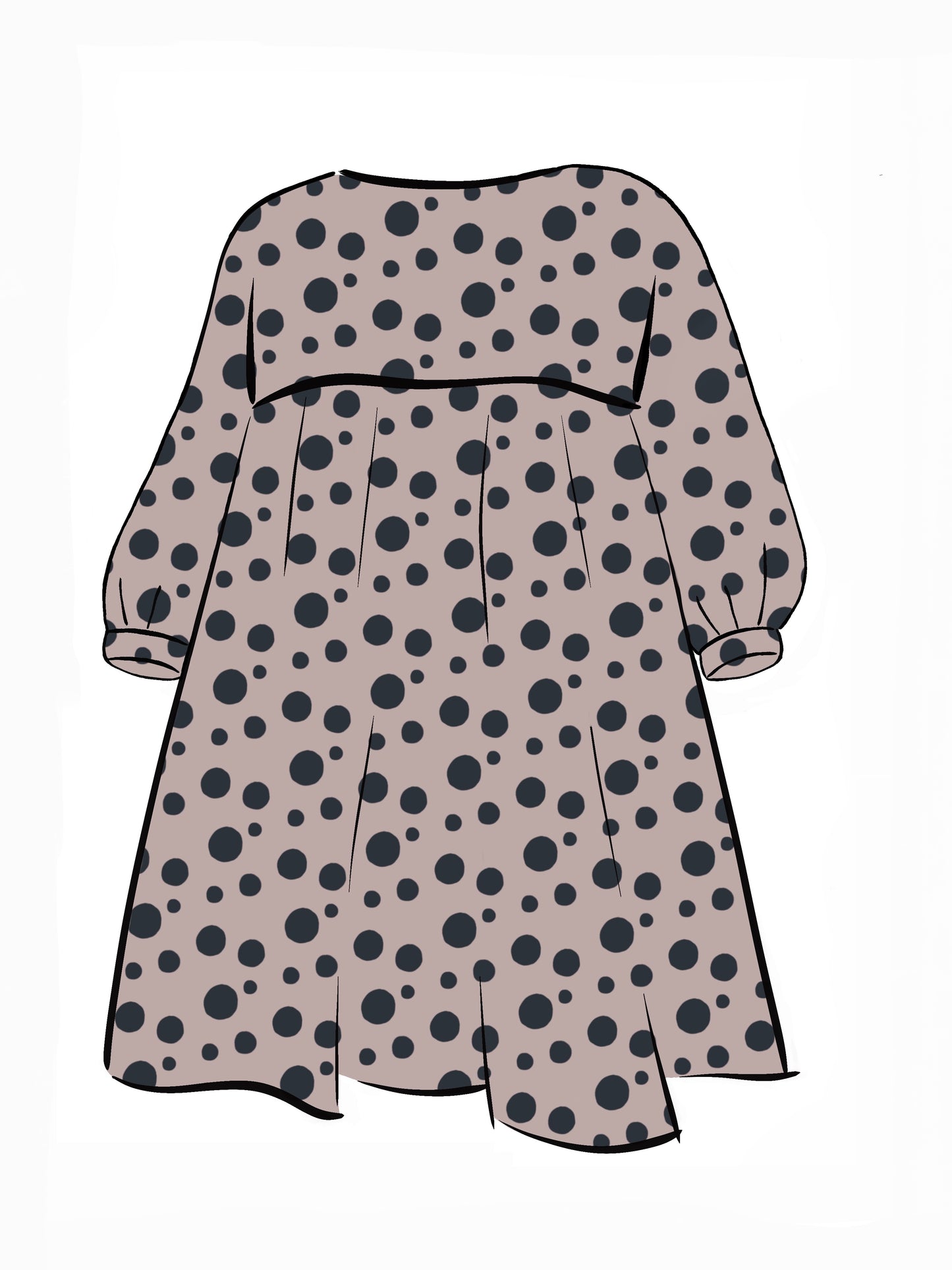 052 DESIGN YOUR OWN Organic Cotton Blush Pink/ Dark Blue Polka Dot Dress