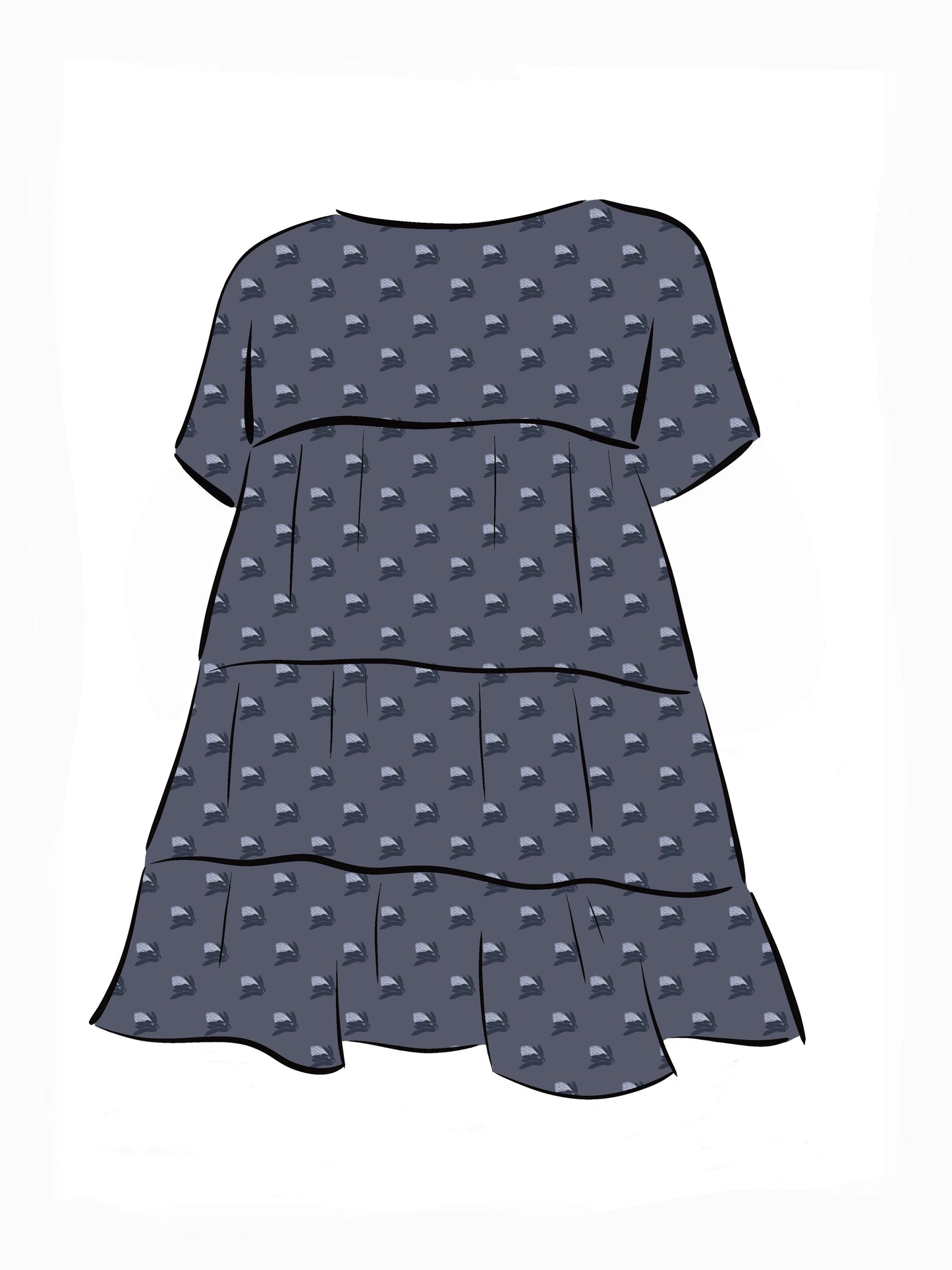 008 DESIGN YOUR OWN Organic Cotton “Protea” Dress Navy Blue