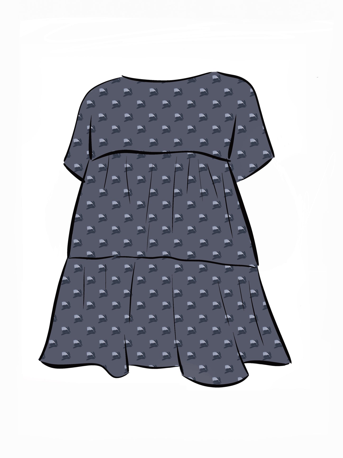 008 DESIGN YOUR OWN Organic Cotton “Protea” Dress Navy Blue