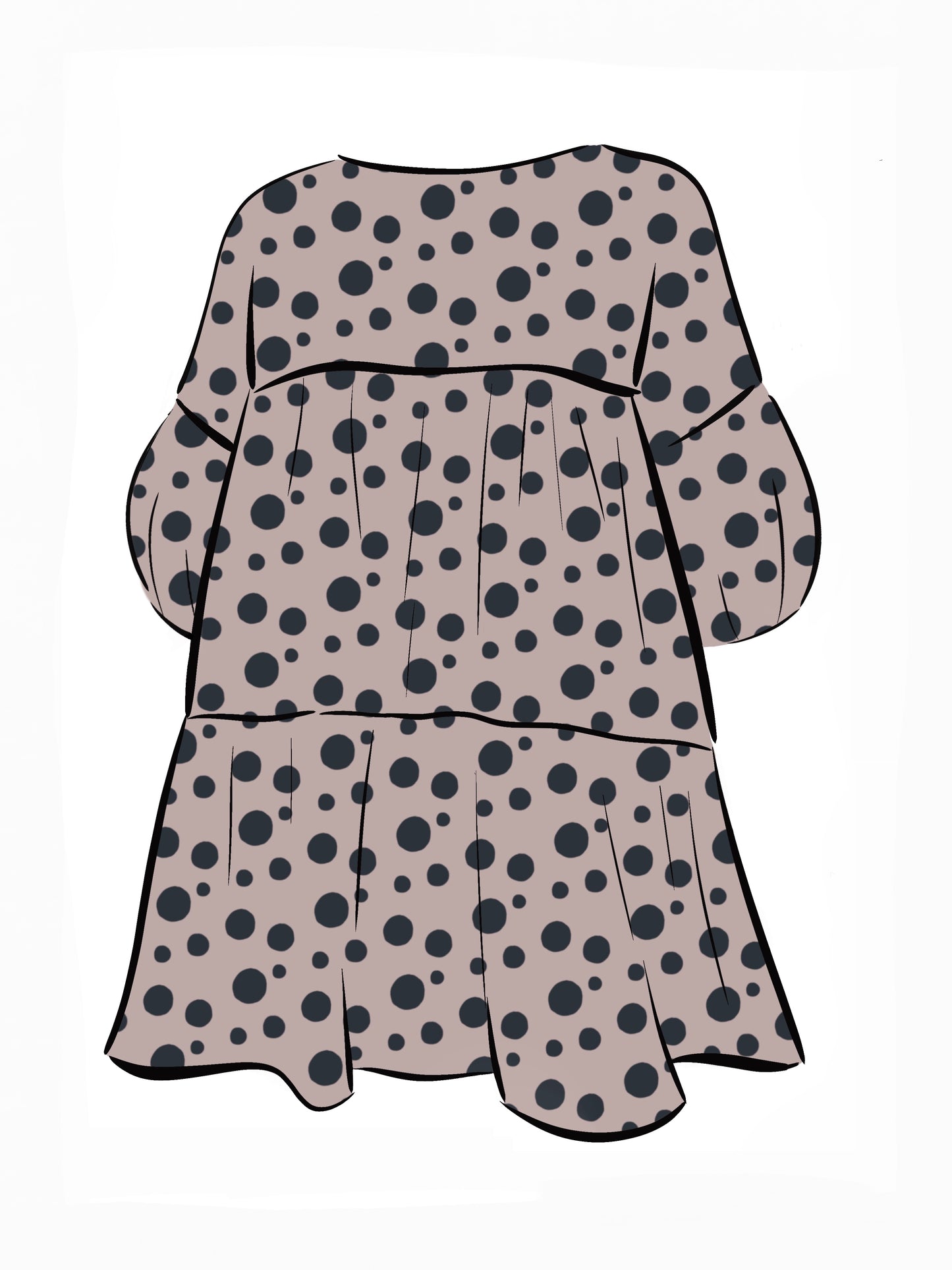 052 DESIGN YOUR OWN Organic Cotton Blush Pink/ Dark Blue Polka Dot Dress