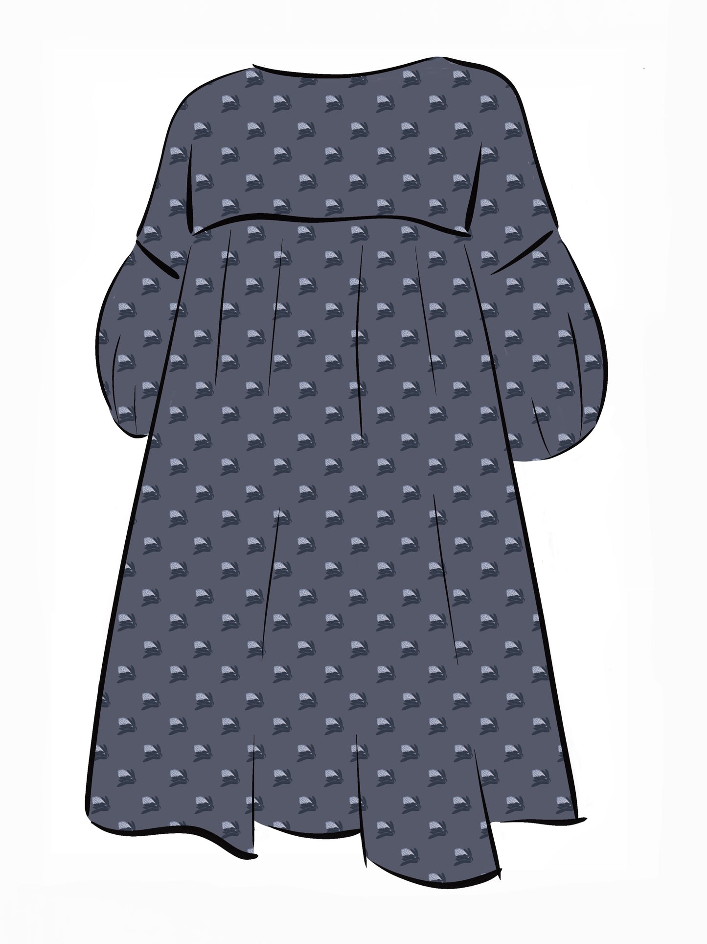 008 DESIGN YOUR OWN Organic Cotton “Protea” Dress Navy Blue