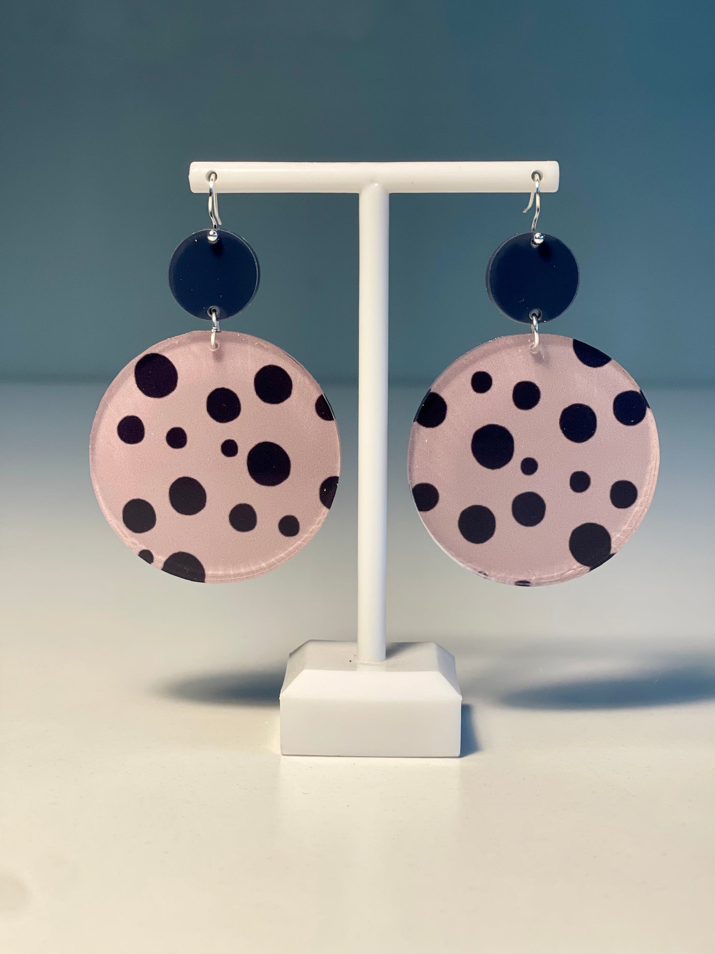 047 Dark Pink Spots and Stripes Earrings