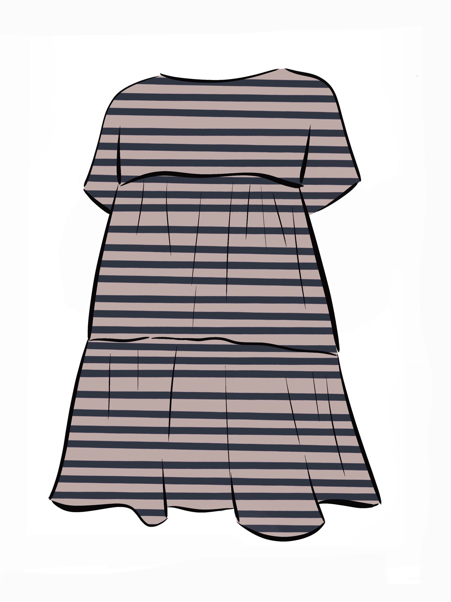 051 DESIGN YOUR OWN Organic Cotton Blush Pink/ Dark Blue Striped Dress