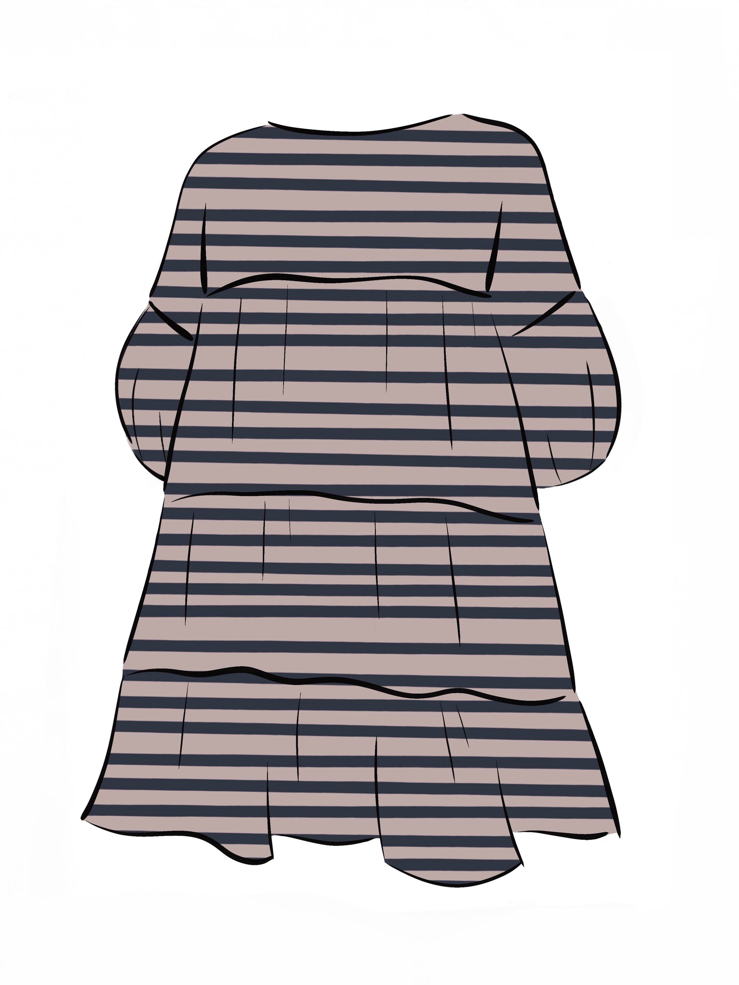 051 DESIGN YOUR OWN Organic Cotton Blush Pink/ Dark Blue Striped Dress