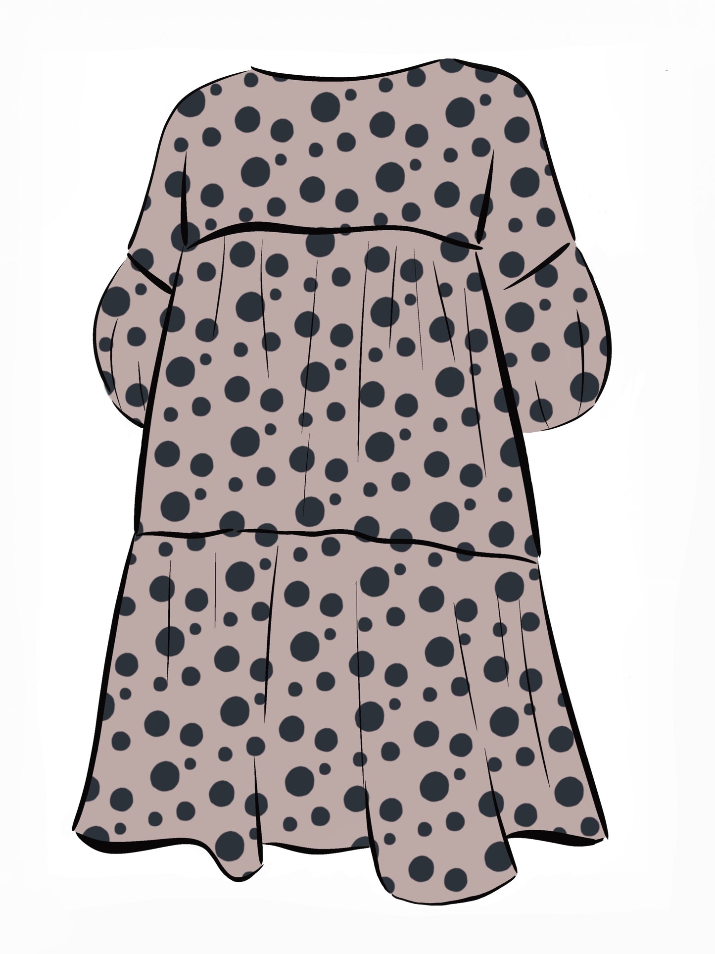 052 DESIGN YOUR OWN Organic Cotton Blush Pink/ Dark Blue Polka Dot Dress