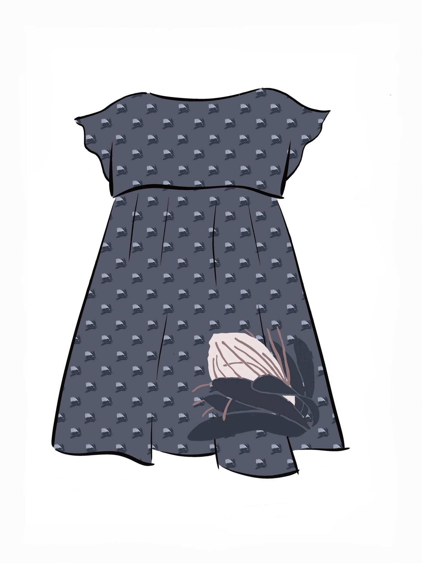 008 DESIGN YOUR OWN Organic Cotton “Protea” Dress Navy Blue