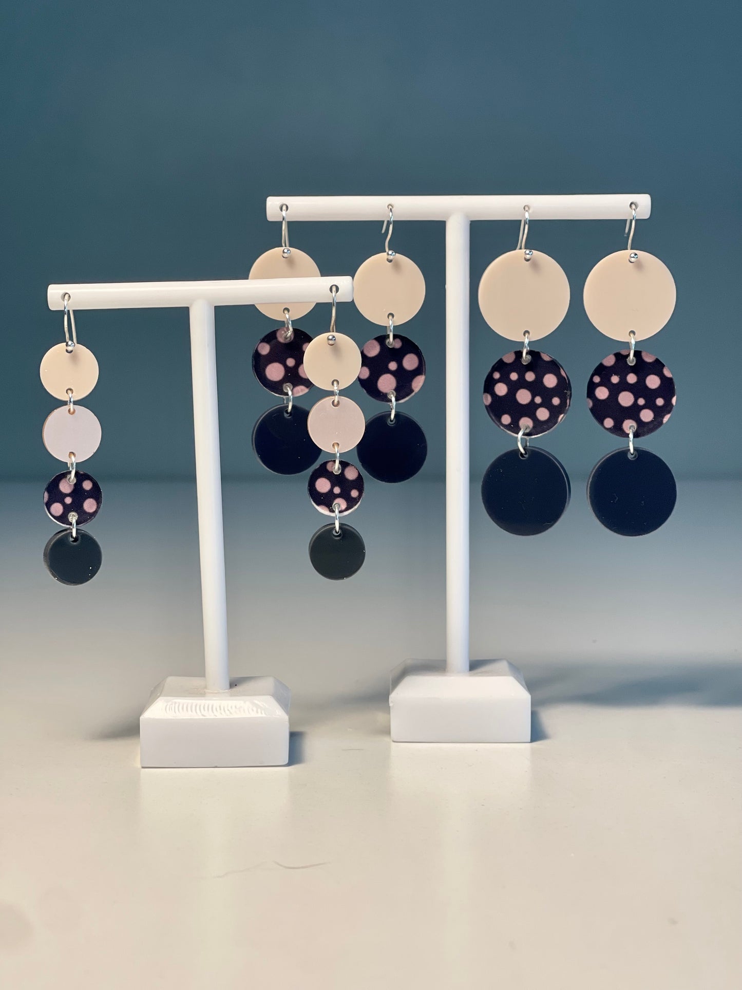 047 Dark Pink Spots and Stripes Earrings