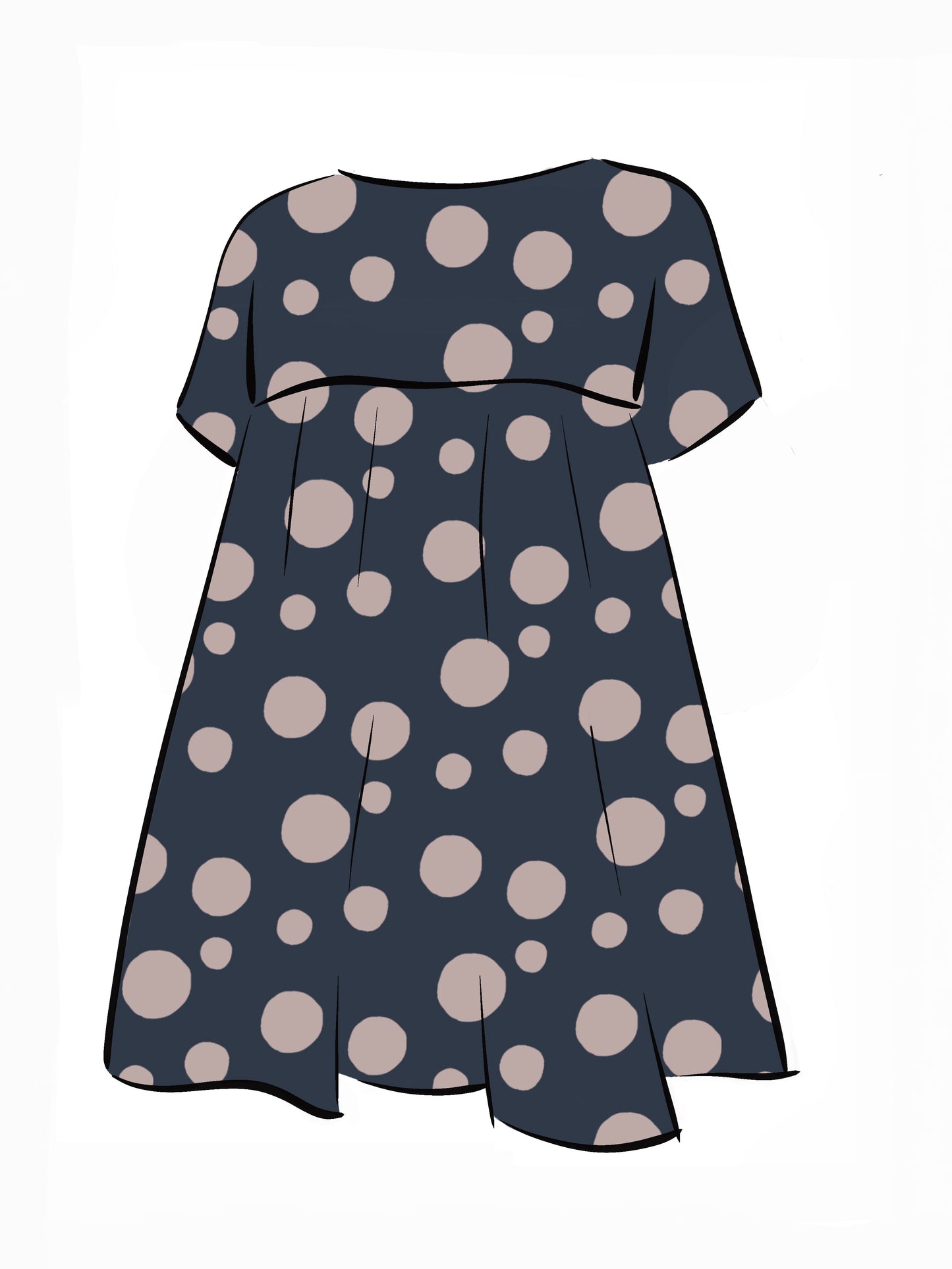 053 DESIGN YOUR OWN Organic Cotton Dark Blue/ Blush Pink Polka Dot Dress