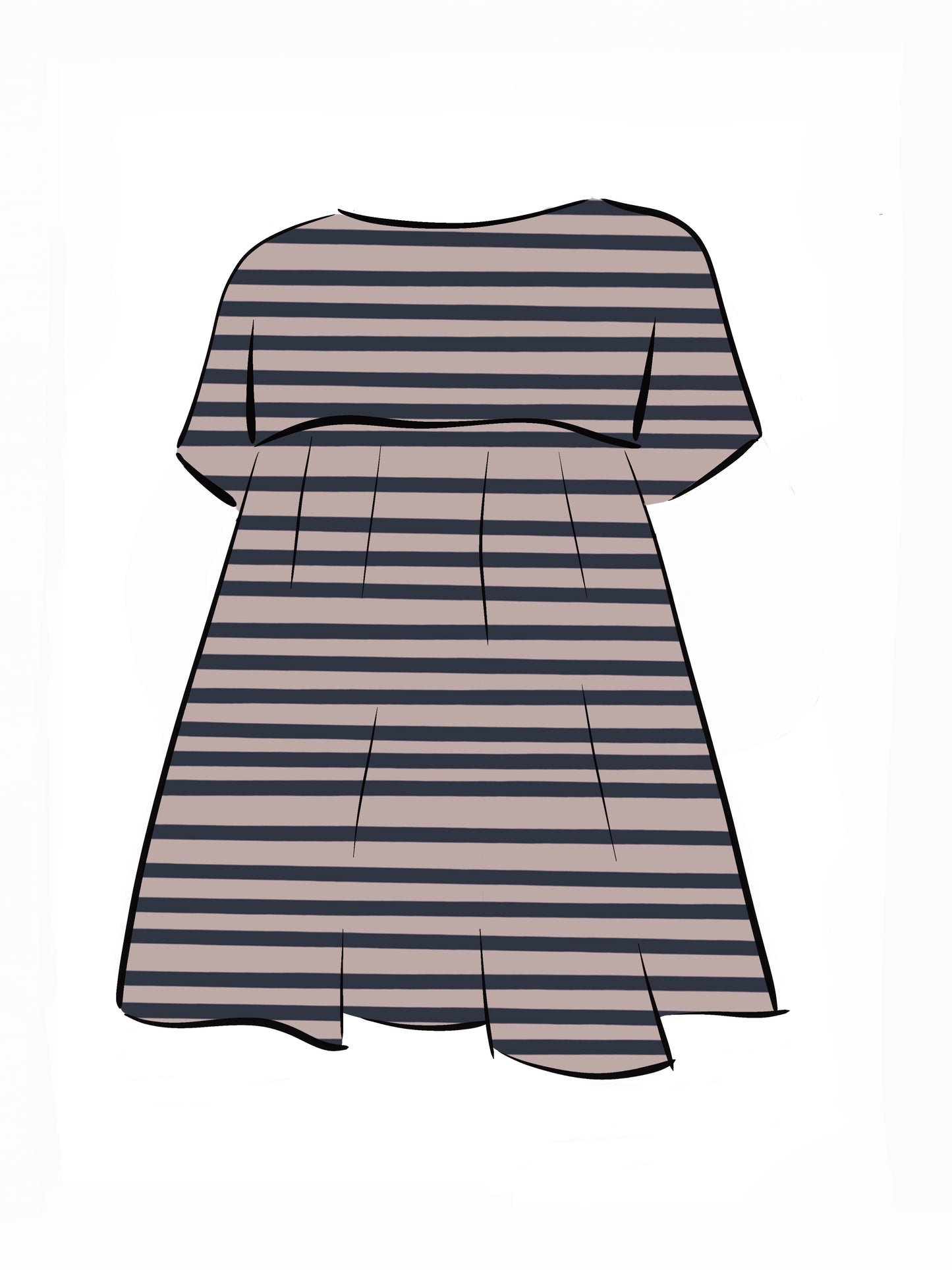 051 DESIGN YOUR OWN Organic Cotton Blush Pink/ Dark Blue Striped Dress