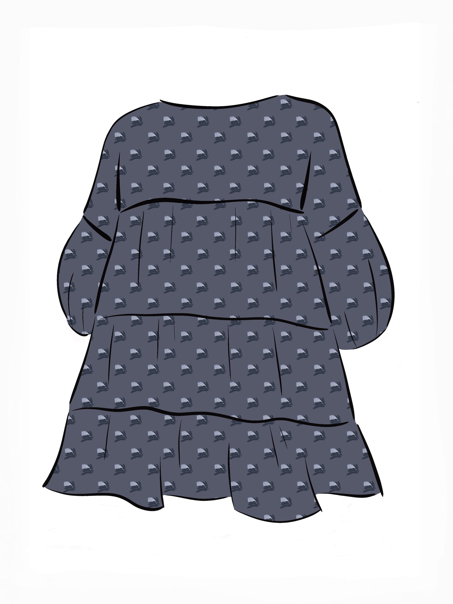 008 DESIGN YOUR OWN Organic Cotton “Protea” Dress Navy Blue