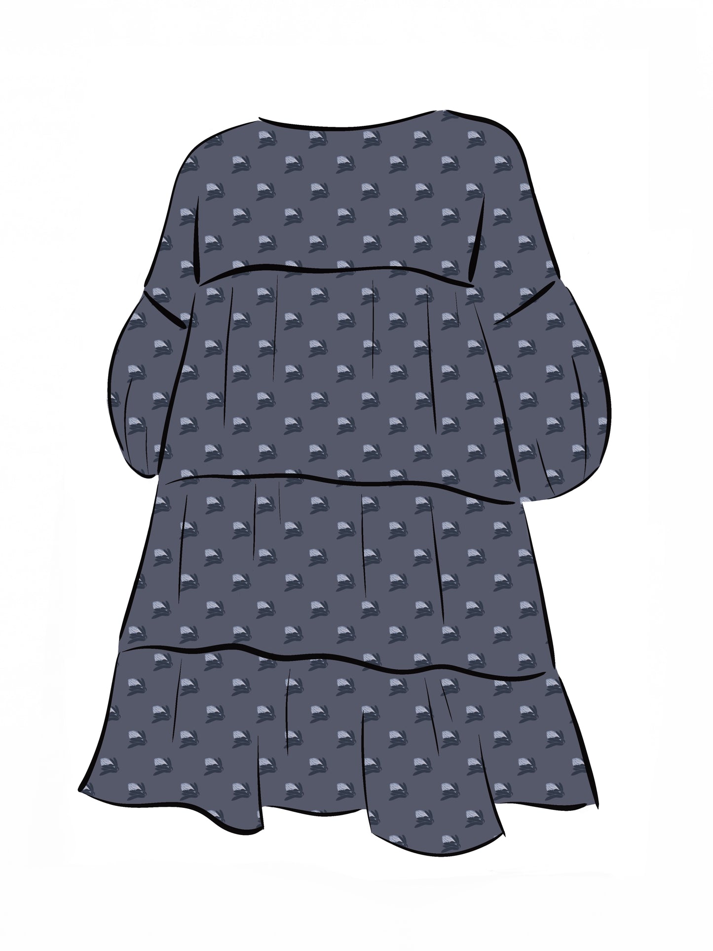 008 DESIGN YOUR OWN Organic Cotton “Protea” Dress Navy Blue
