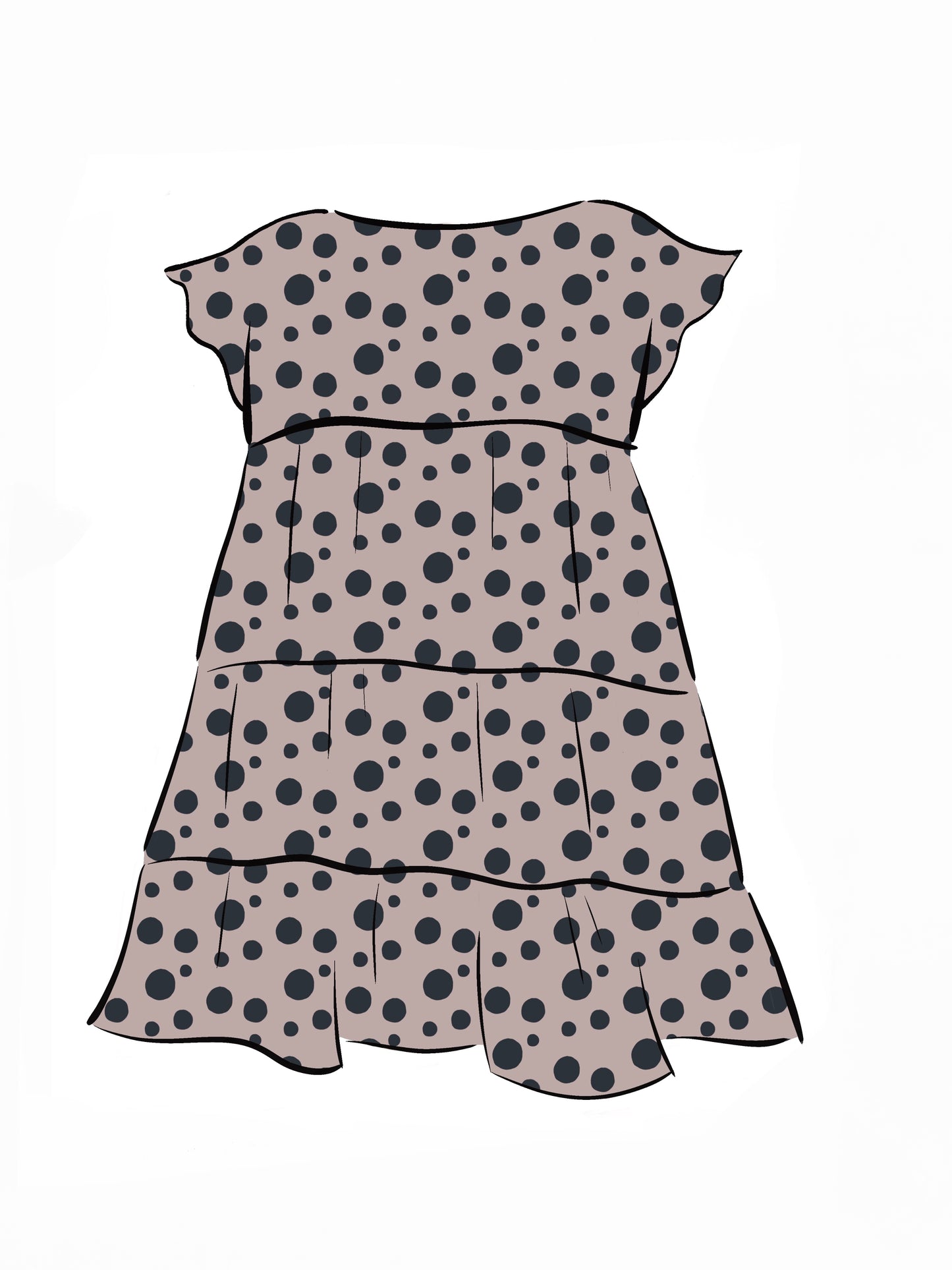 052 DESIGN YOUR OWN Organic Cotton Blush Pink/ Dark Blue Polka Dot Dress