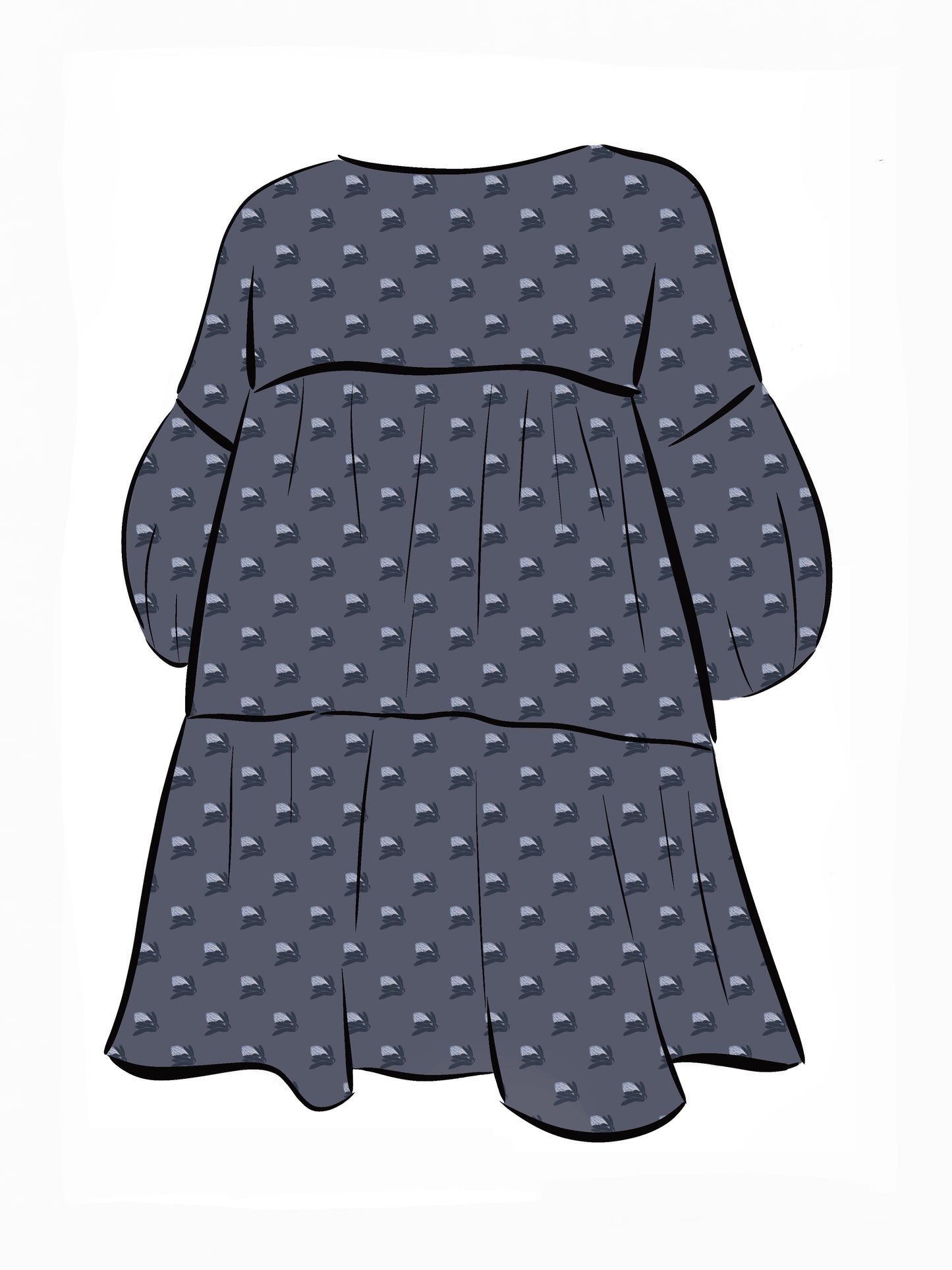 008 DESIGN YOUR OWN Organic Cotton “Protea” Dress Navy Blue