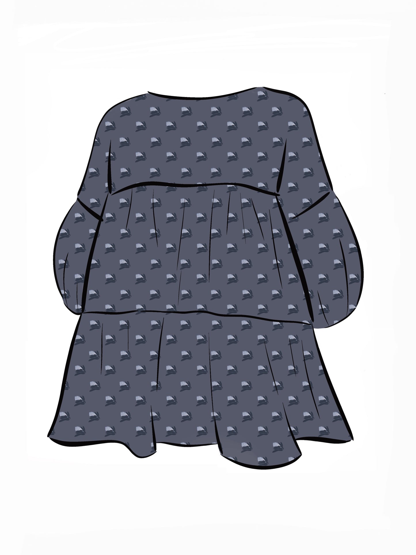 008 DESIGN YOUR OWN Organic Cotton “Protea” Dress Navy Blue