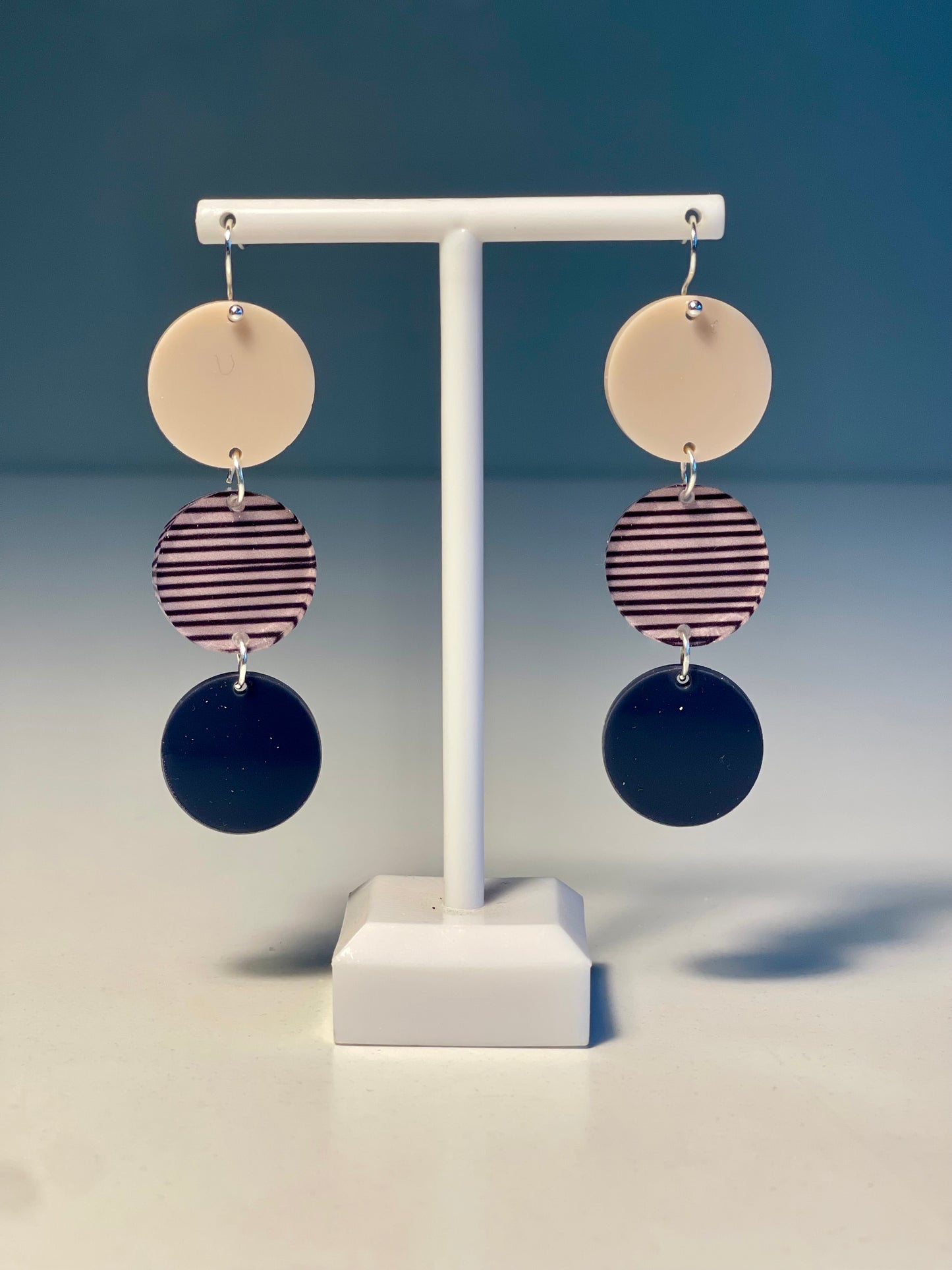 047 Dark Pink Spots and Stripes Earrings