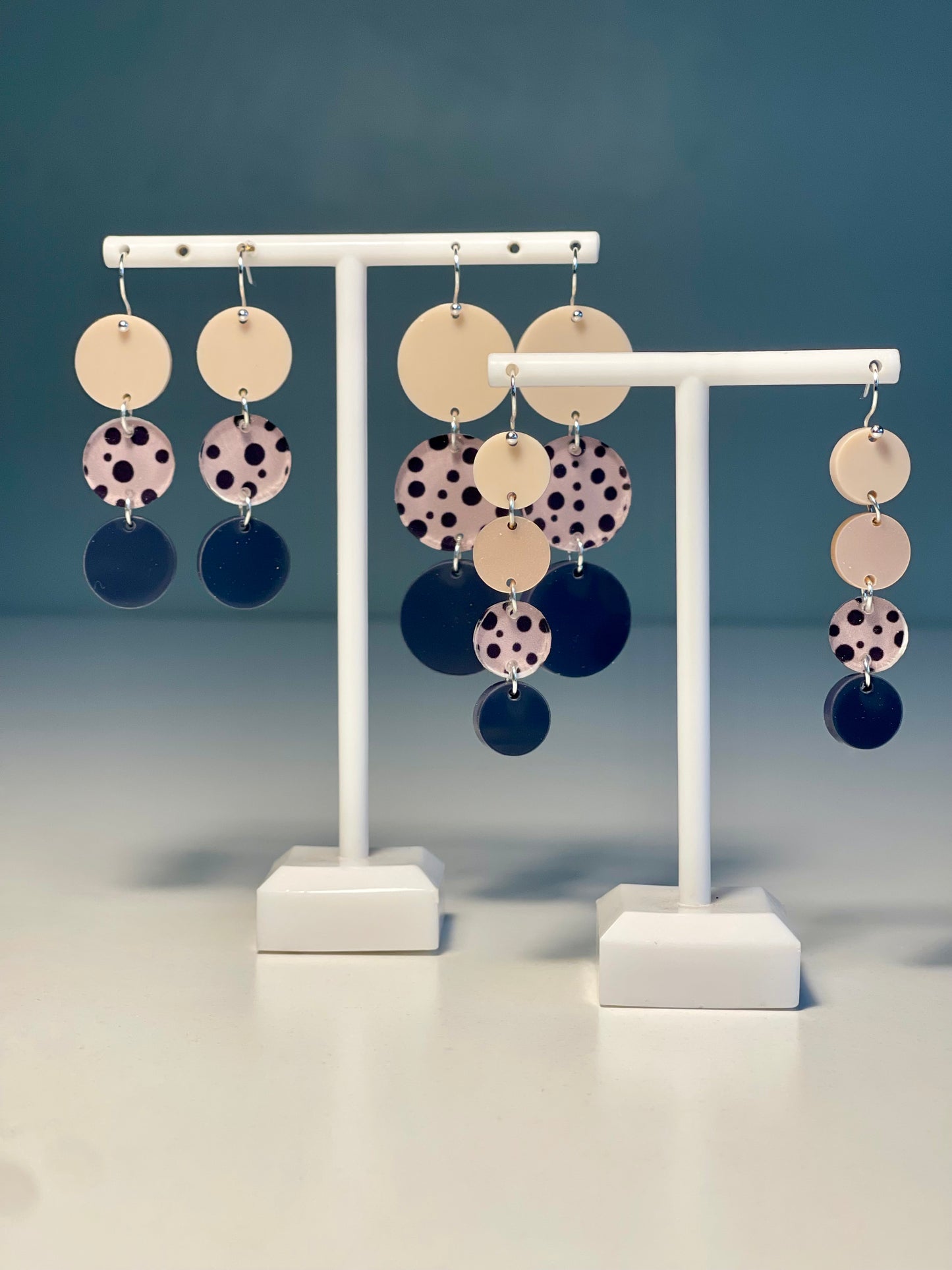 047 Dark Pink Spots and Stripes Earrings
