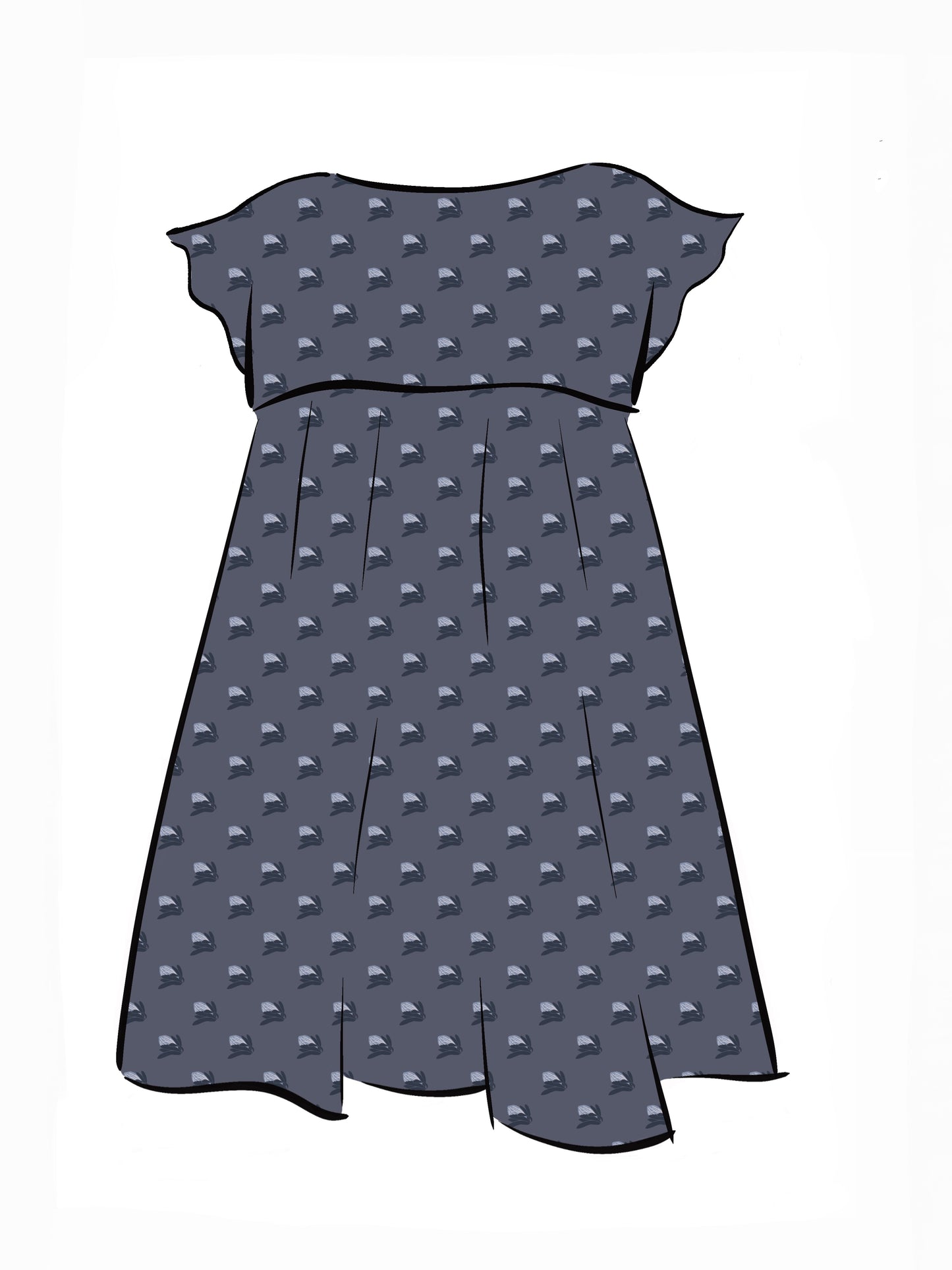 008 DESIGN YOUR OWN Organic Cotton “Protea” Dress Navy Blue
