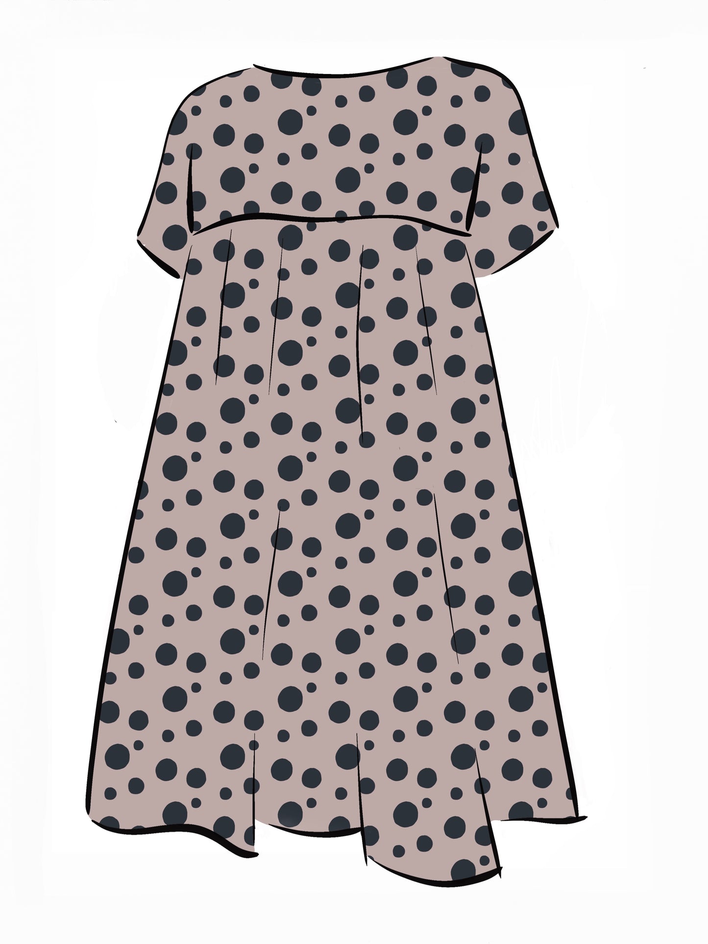 052 DESIGN YOUR OWN Organic Cotton Blush Pink/ Dark Blue Polka Dot Dress