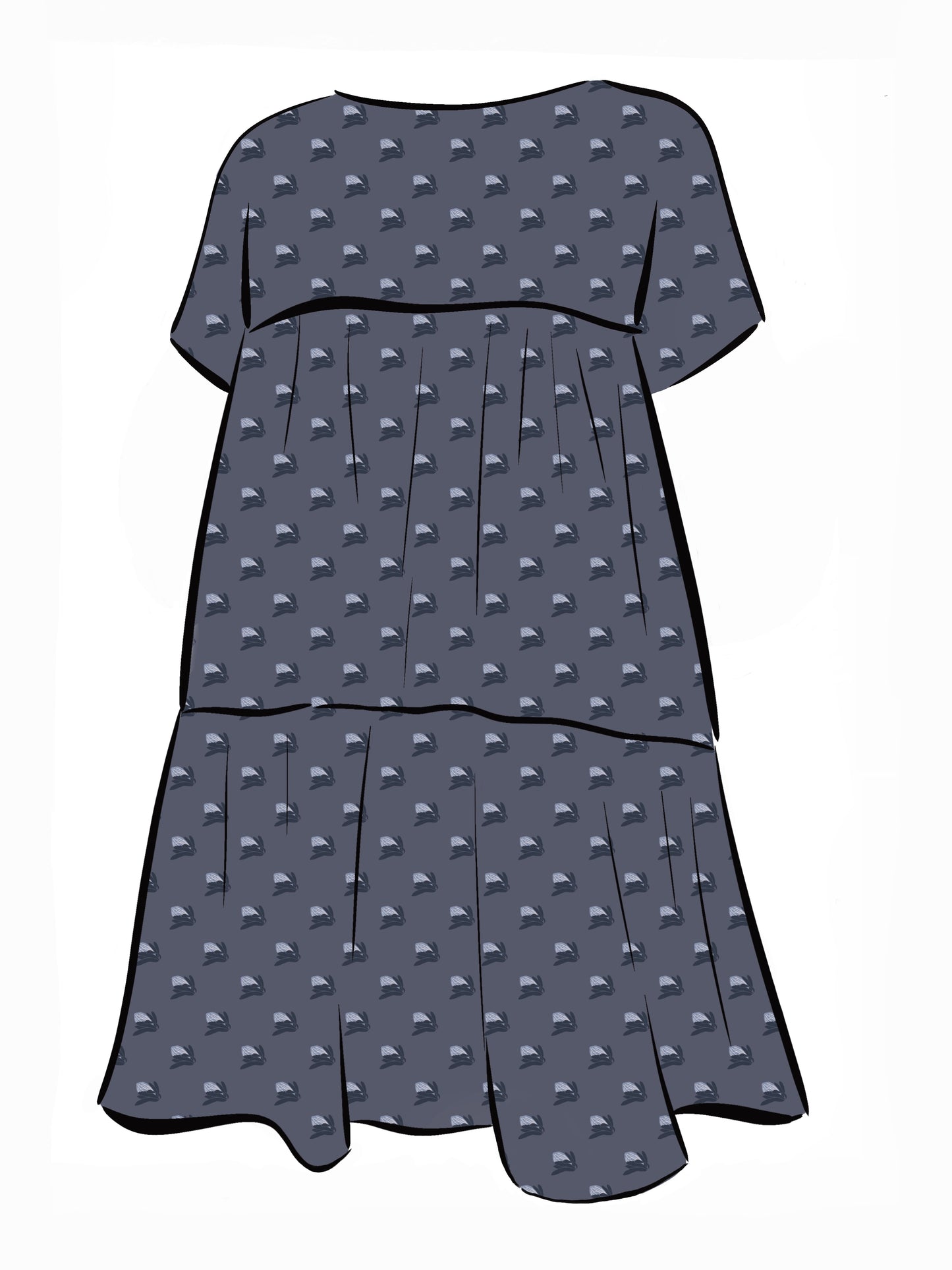 008 DESIGN YOUR OWN Organic Cotton “Protea” Dress Navy Blue