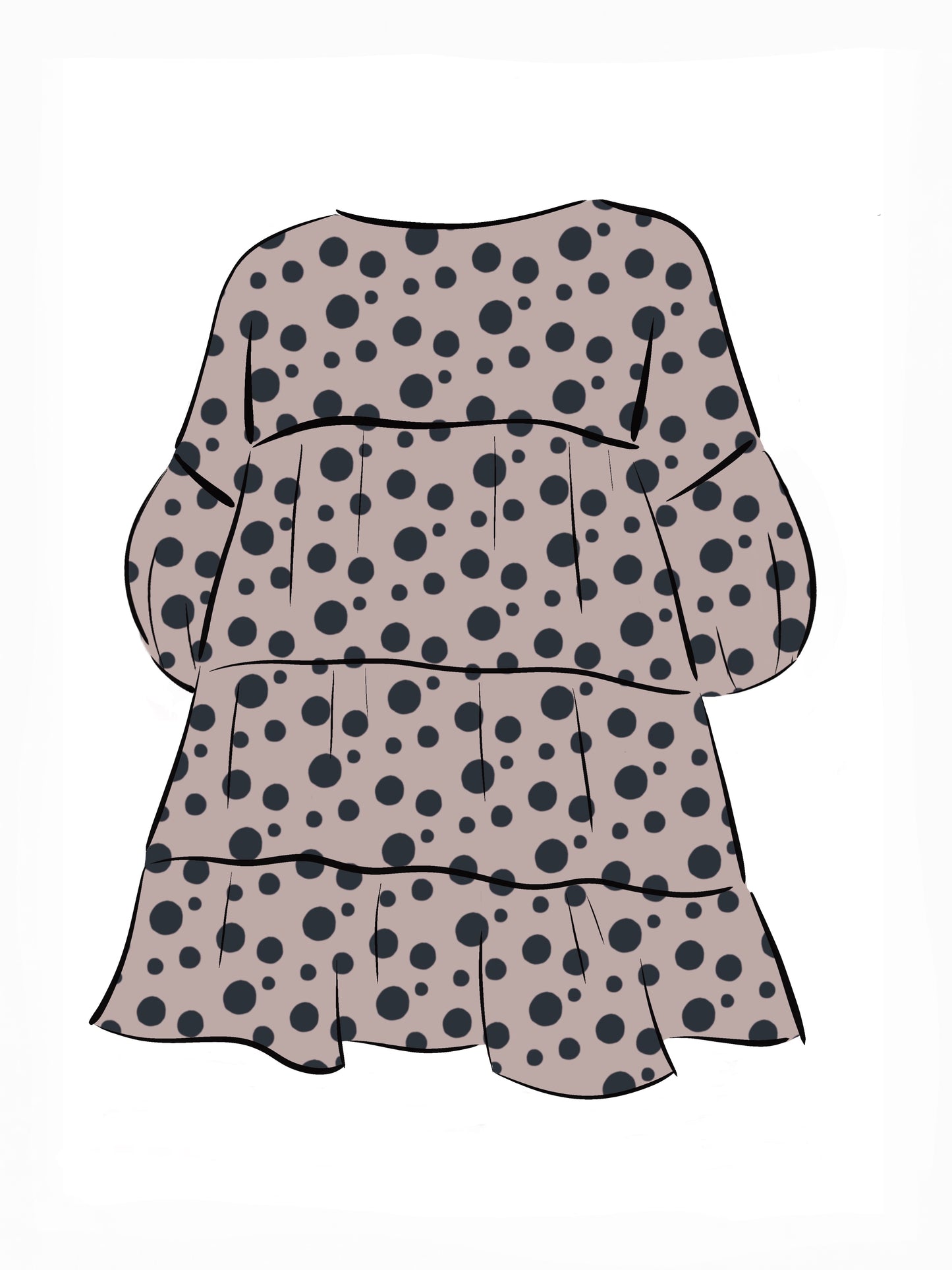052 DESIGN YOUR OWN Organic Cotton Blush Pink/ Dark Blue Polka Dot Dress