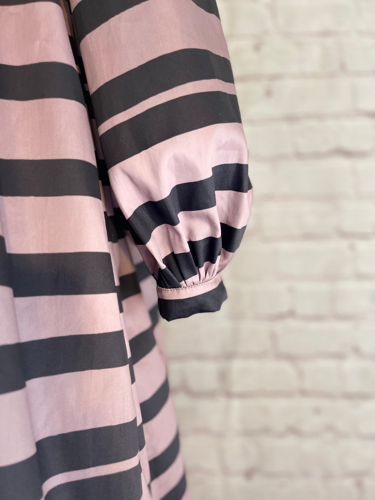 051 DESIGN YOUR OWN Organic Cotton Blush Pink/ Dark Blue Striped Dress