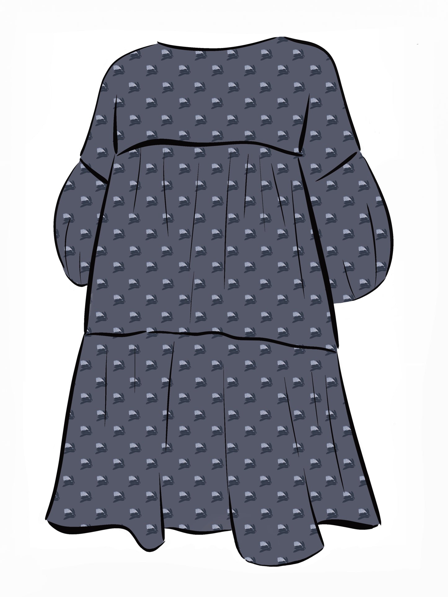 008 DESIGN YOUR OWN Organic Cotton “Protea” Dress Navy Blue