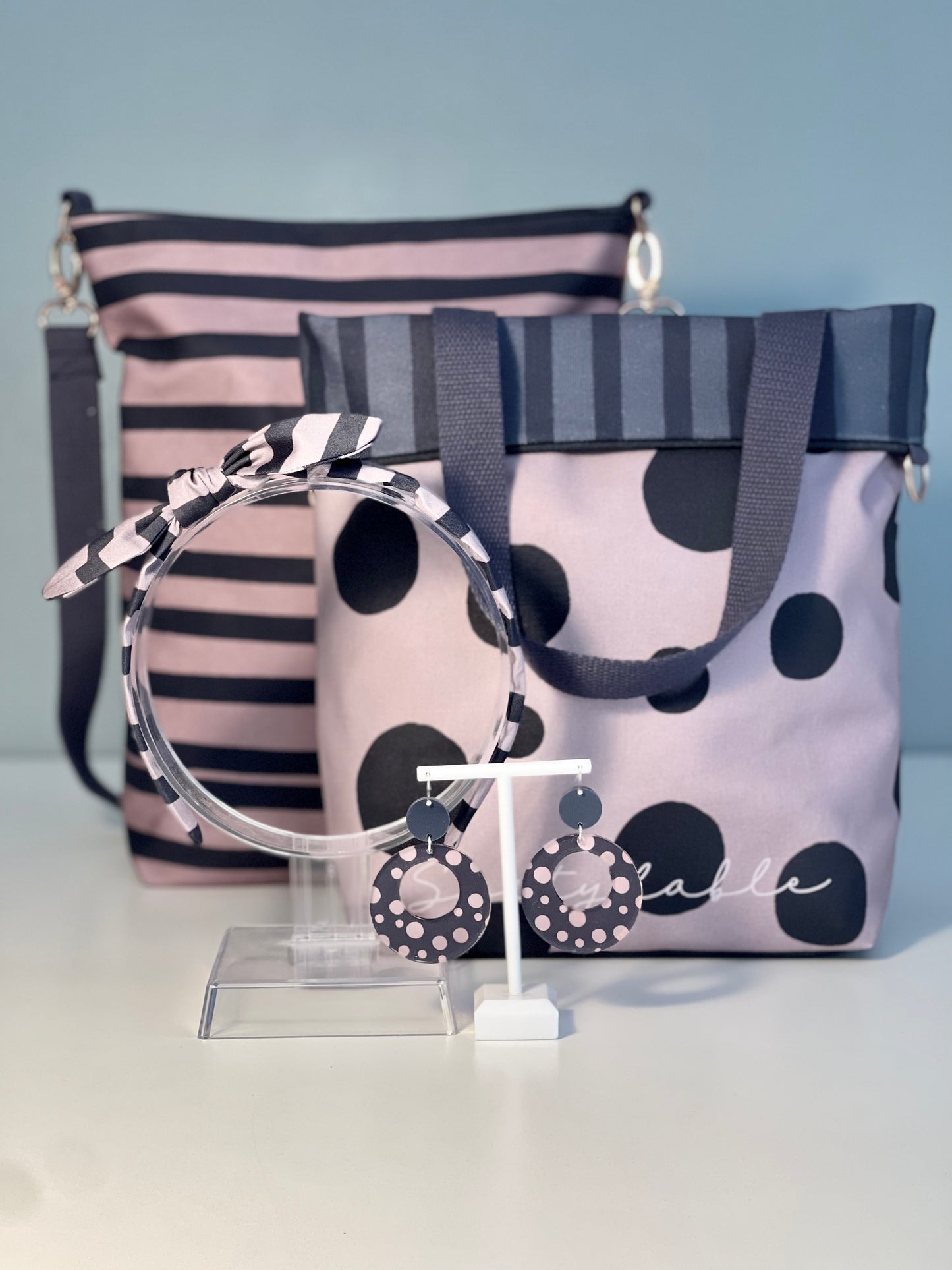 049 Organic Cotton Spots and Stripes Scarf